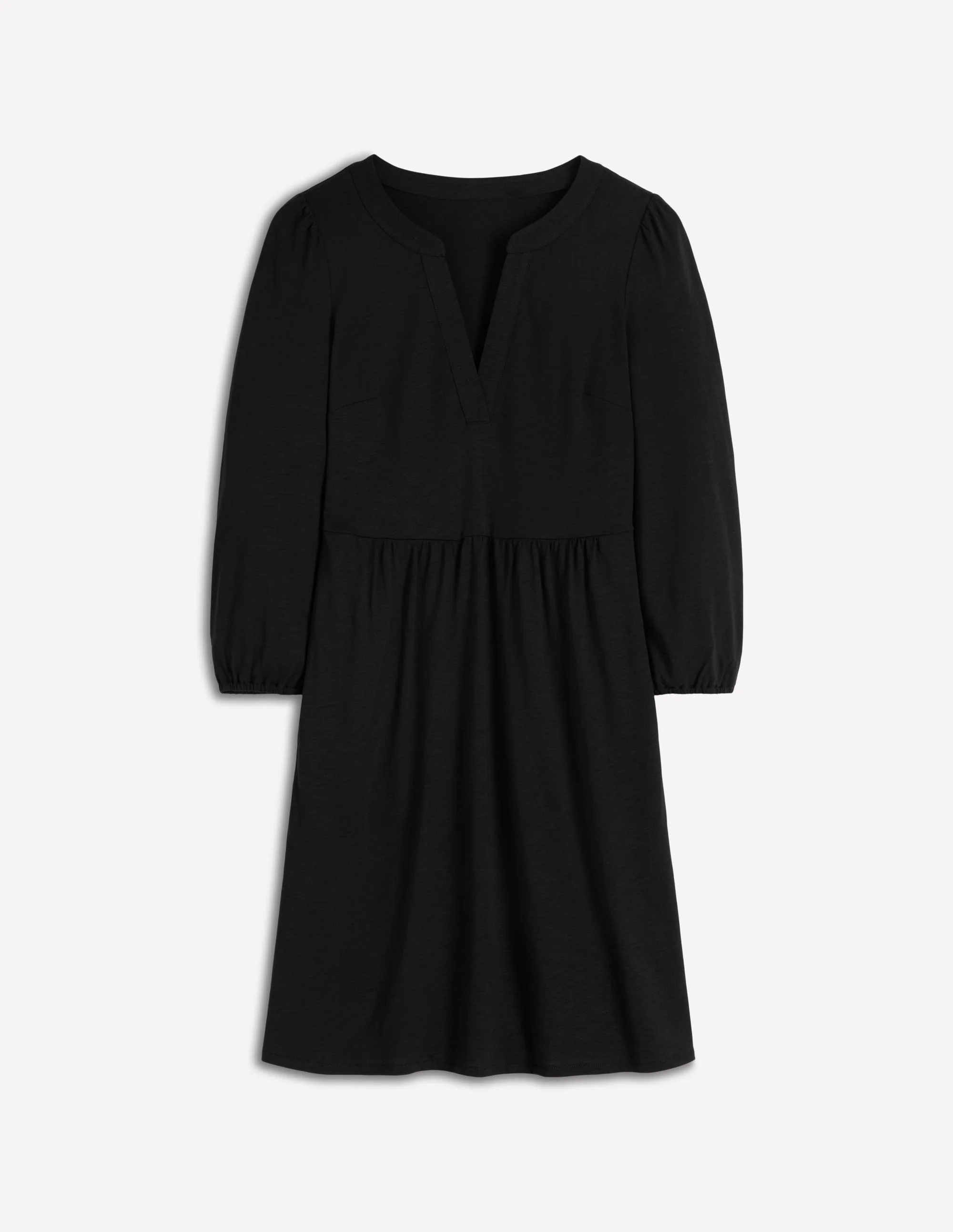Cathy Notch Neck Jersey Dress-Black - Image 5