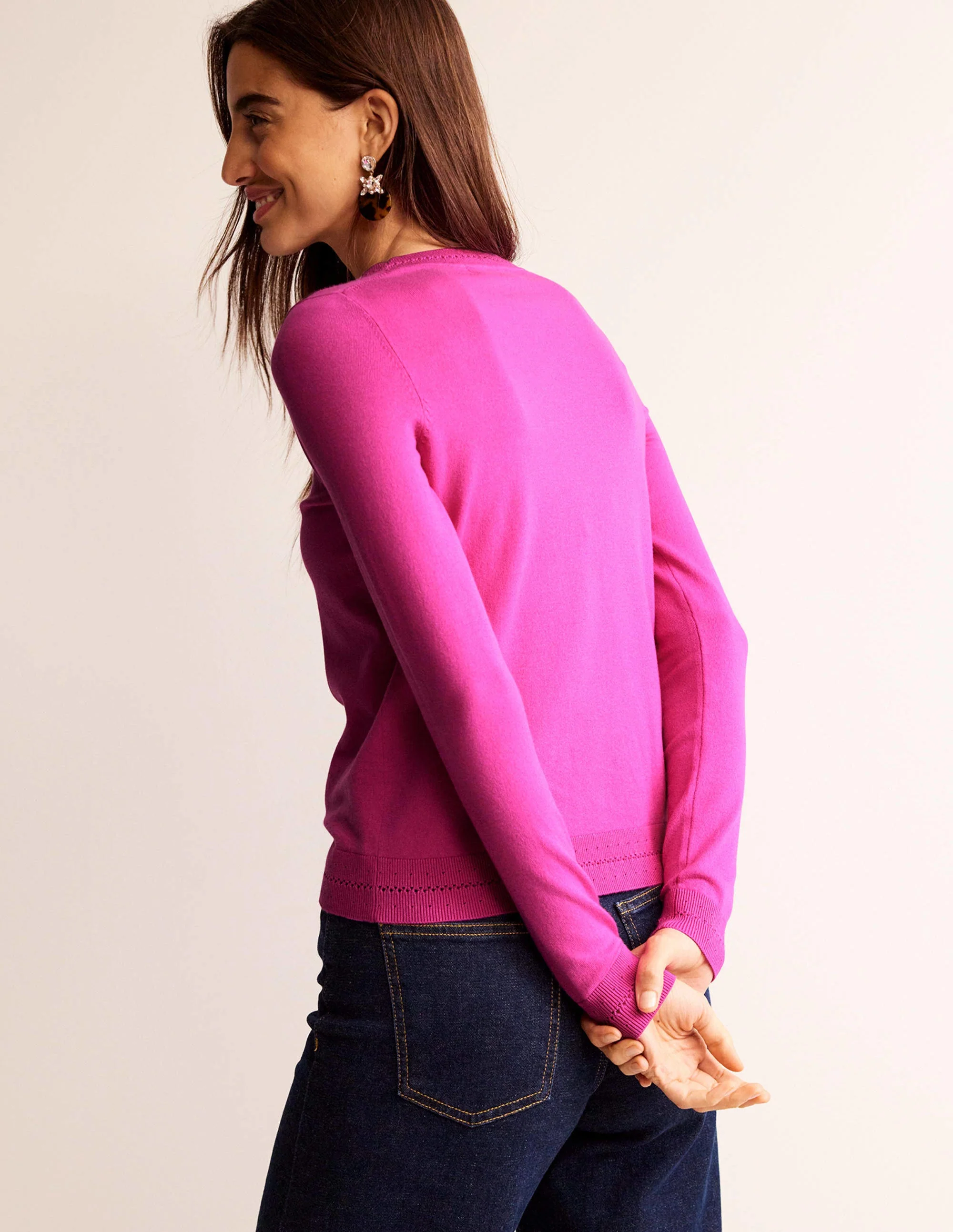 Catriona Cotton Crew Jumper-Cosmos Pink - Image 3