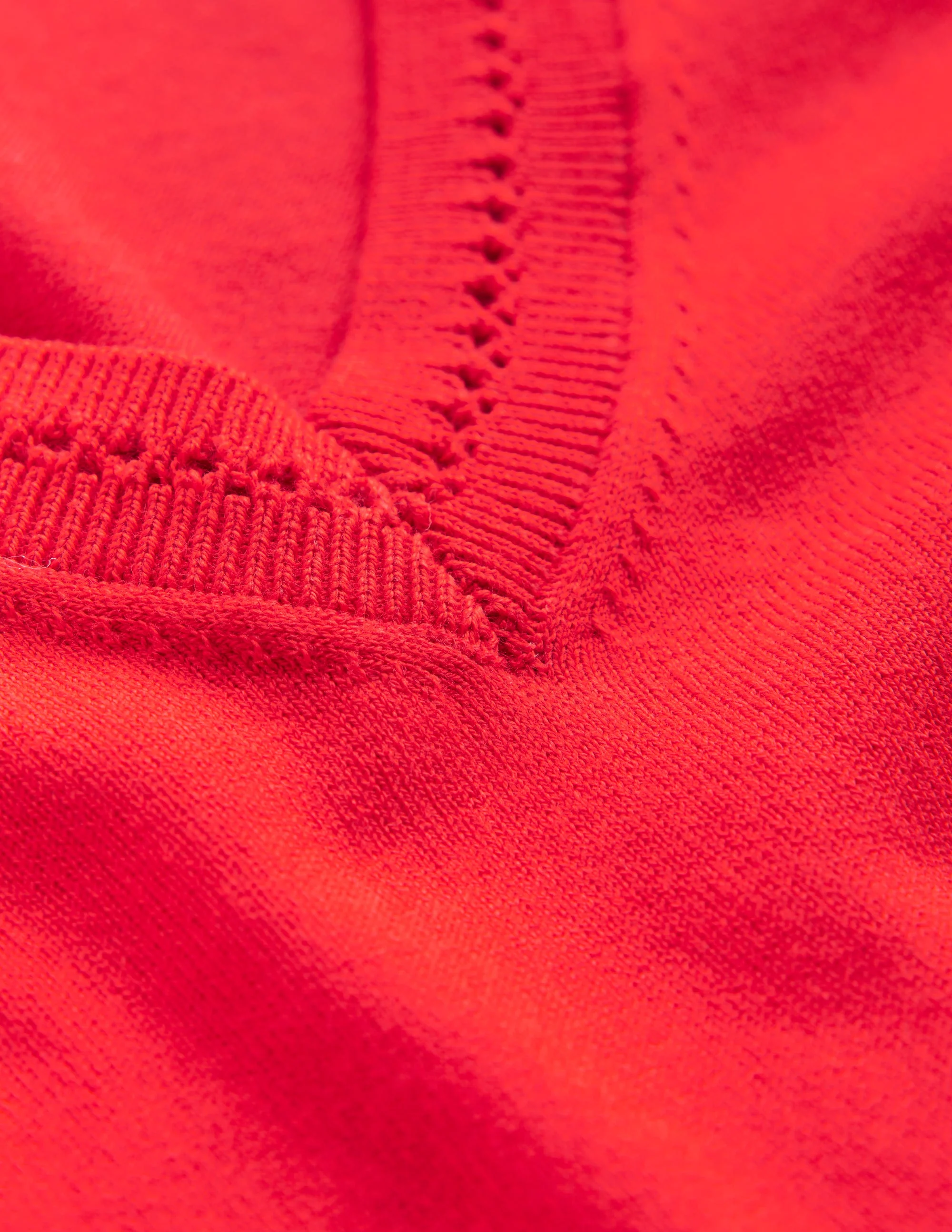 Catriona Cotton V-Neck Jumper-Poppy Red - Image 6