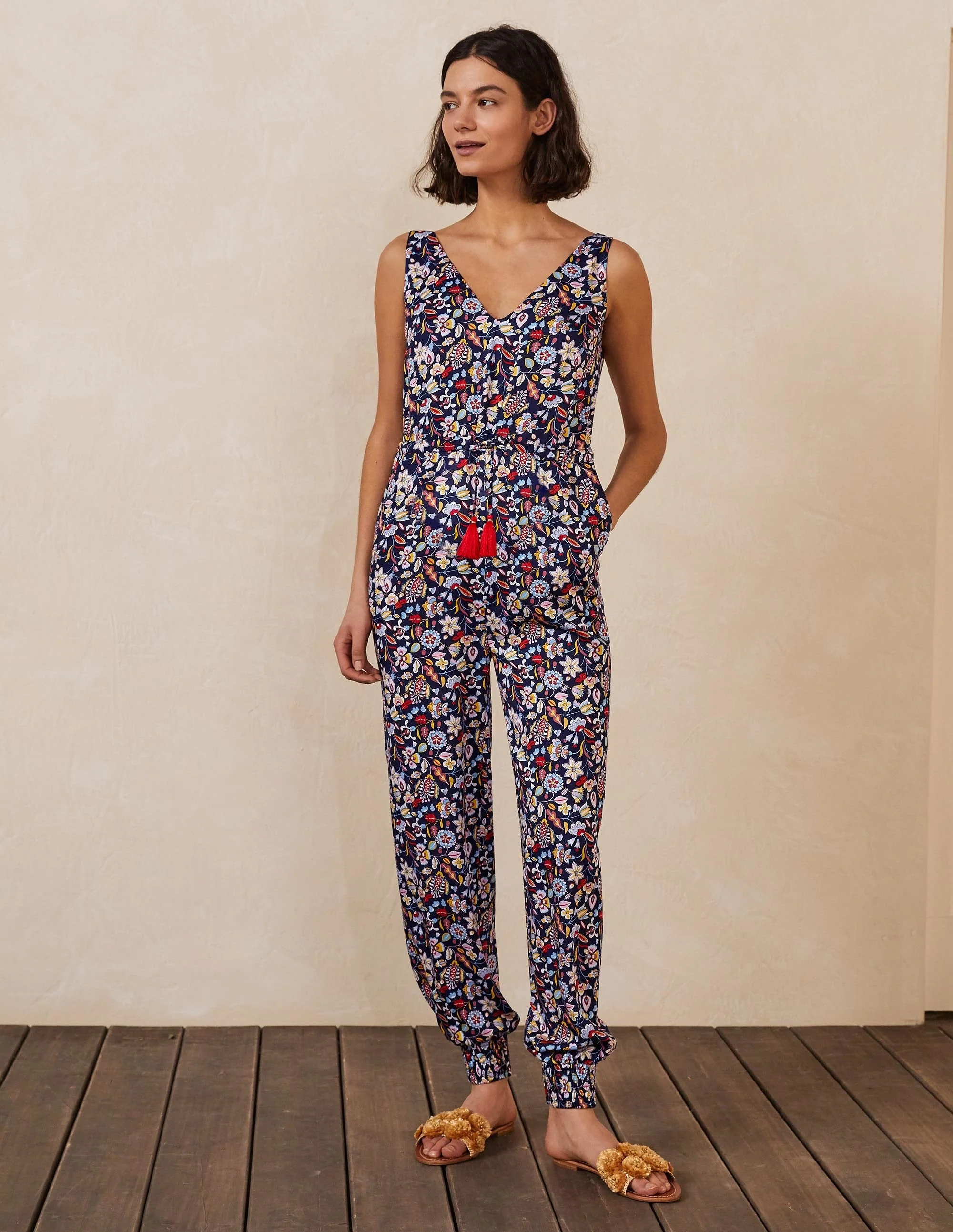 Cecilia Jumpsuit-Navy, Kaleidoscopic Floral