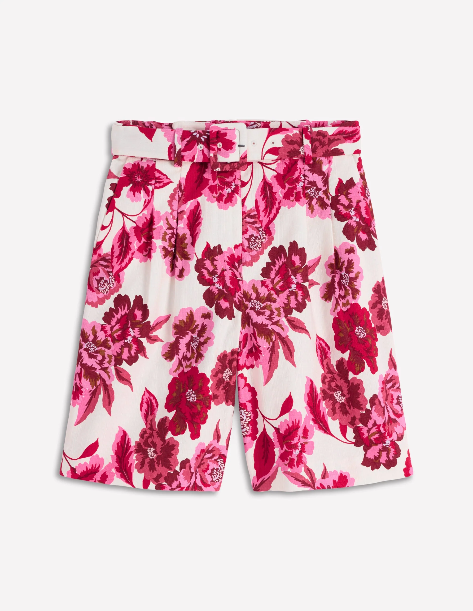 Chelsea Belted Tailored Shorts-Sangria Sunset, Floral Print - Image 8