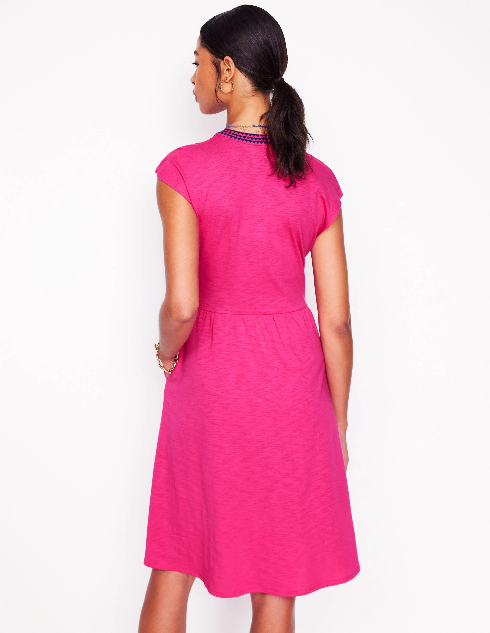 Chloe Embroidered Short Dress-Pink Peony - Image 3