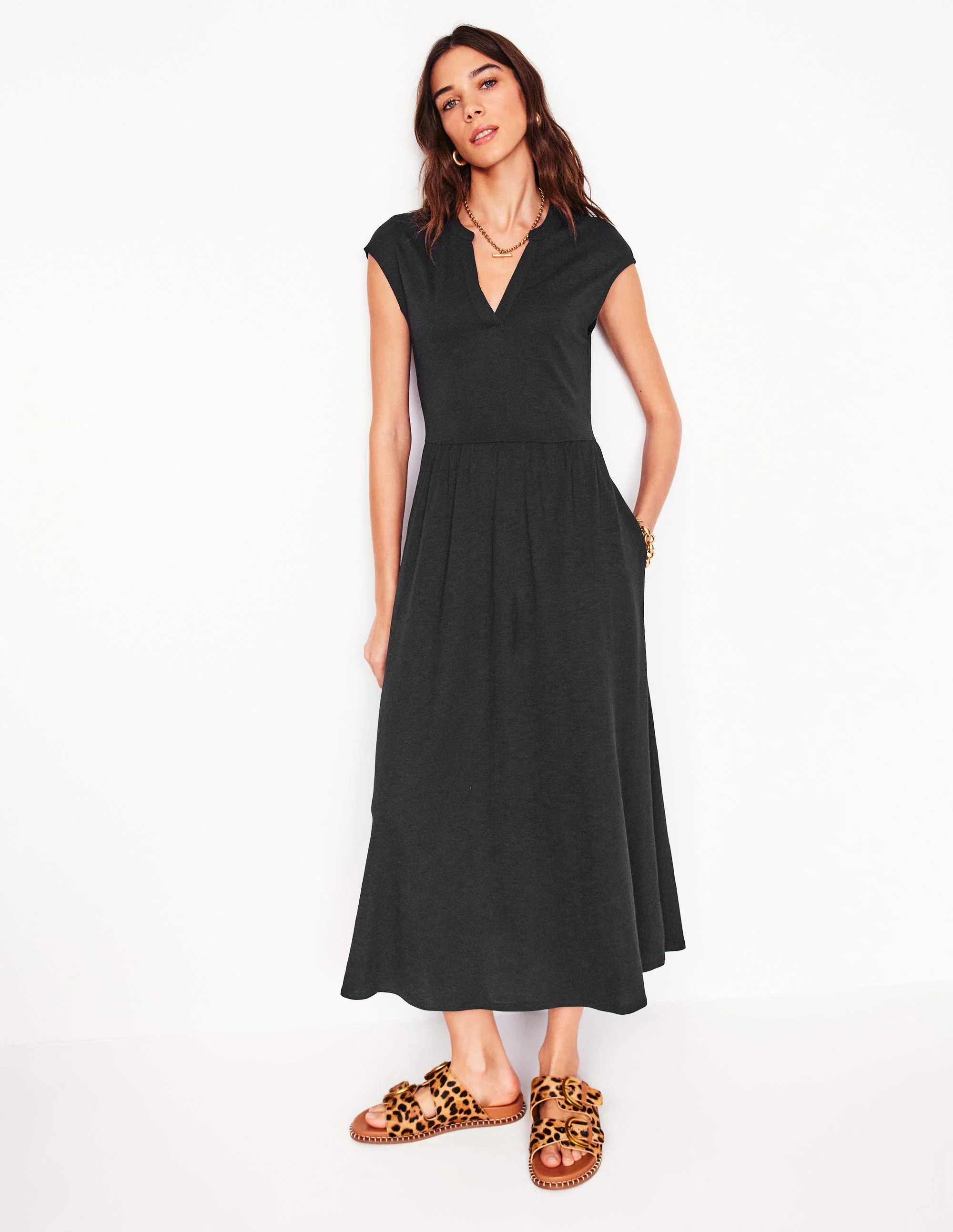 Chloe Jersey Midi Dress-Black - Image 5