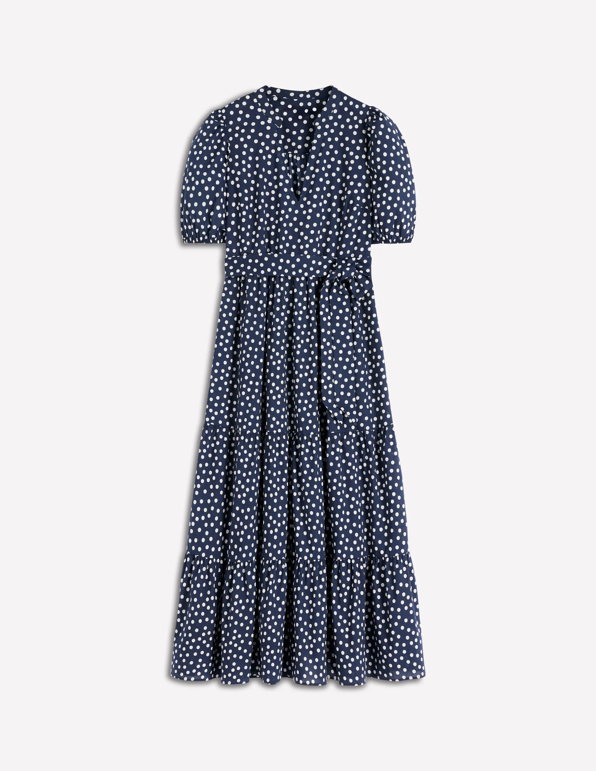 Christabel Cotton Midi Dress-French Navy, Painted Dot - Image 6