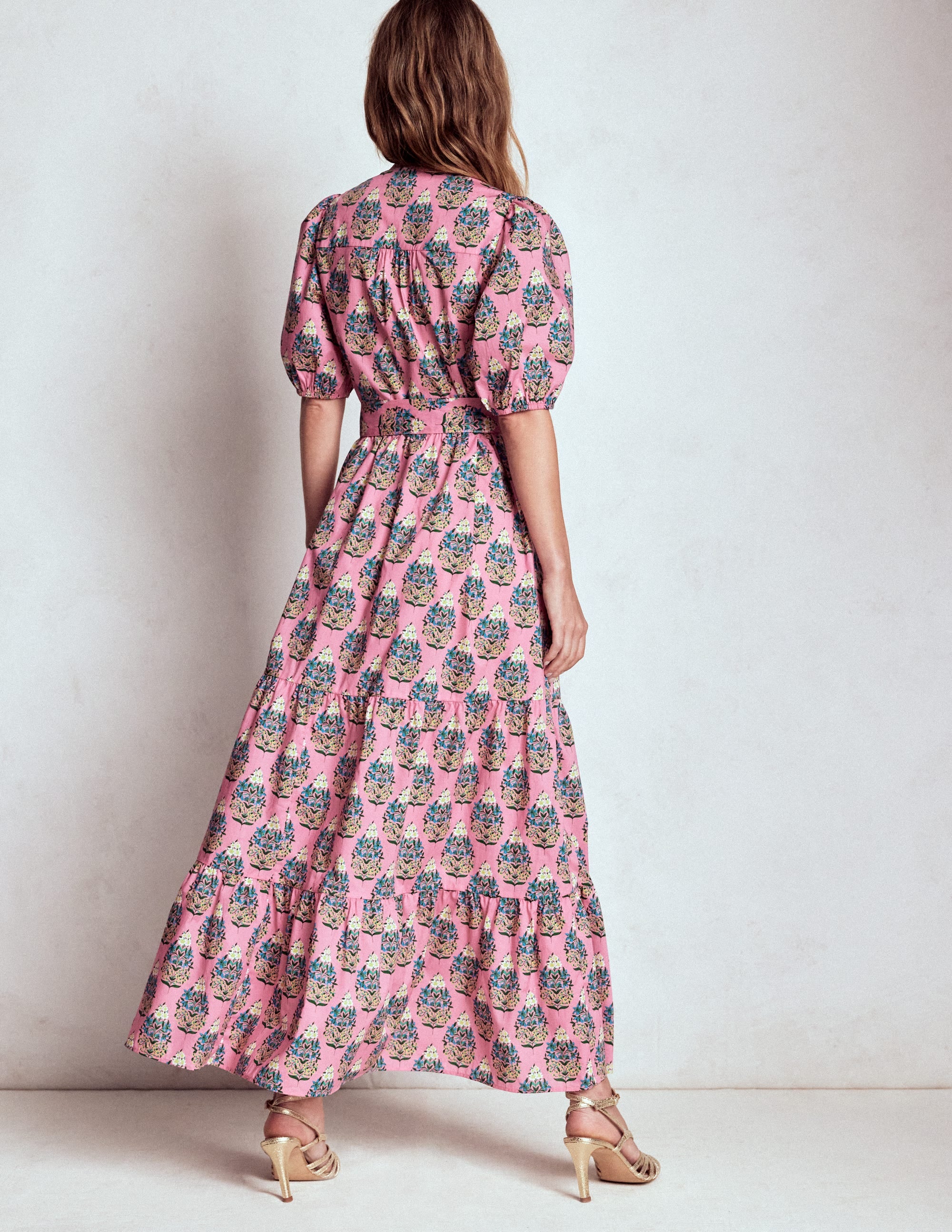 Christabel Cotton Midi Dress-Pink, Wildflower Bouquet - Image 4