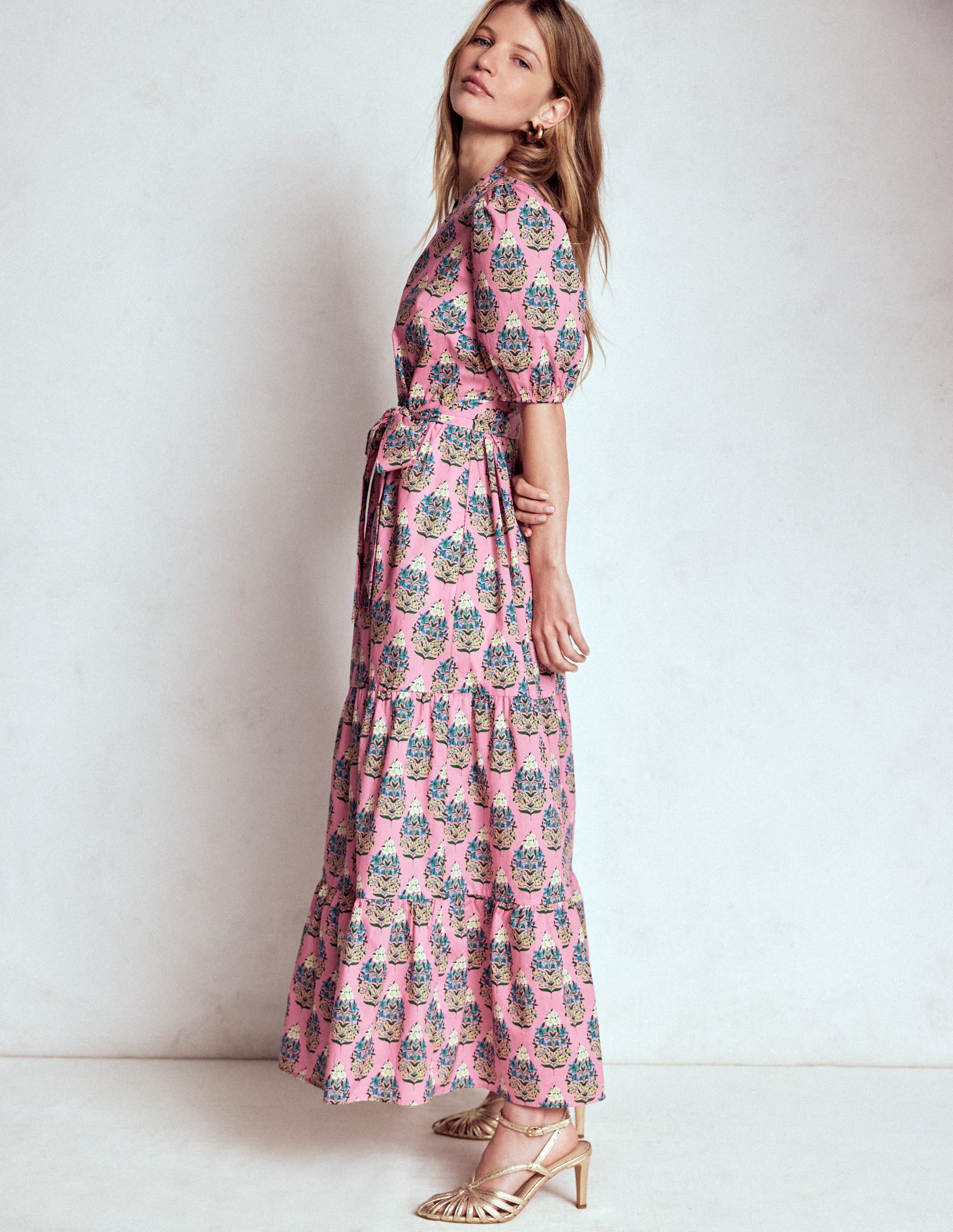 Christabel Cotton Midi Dress-Pink, Wildflower Bouquet - Image 5