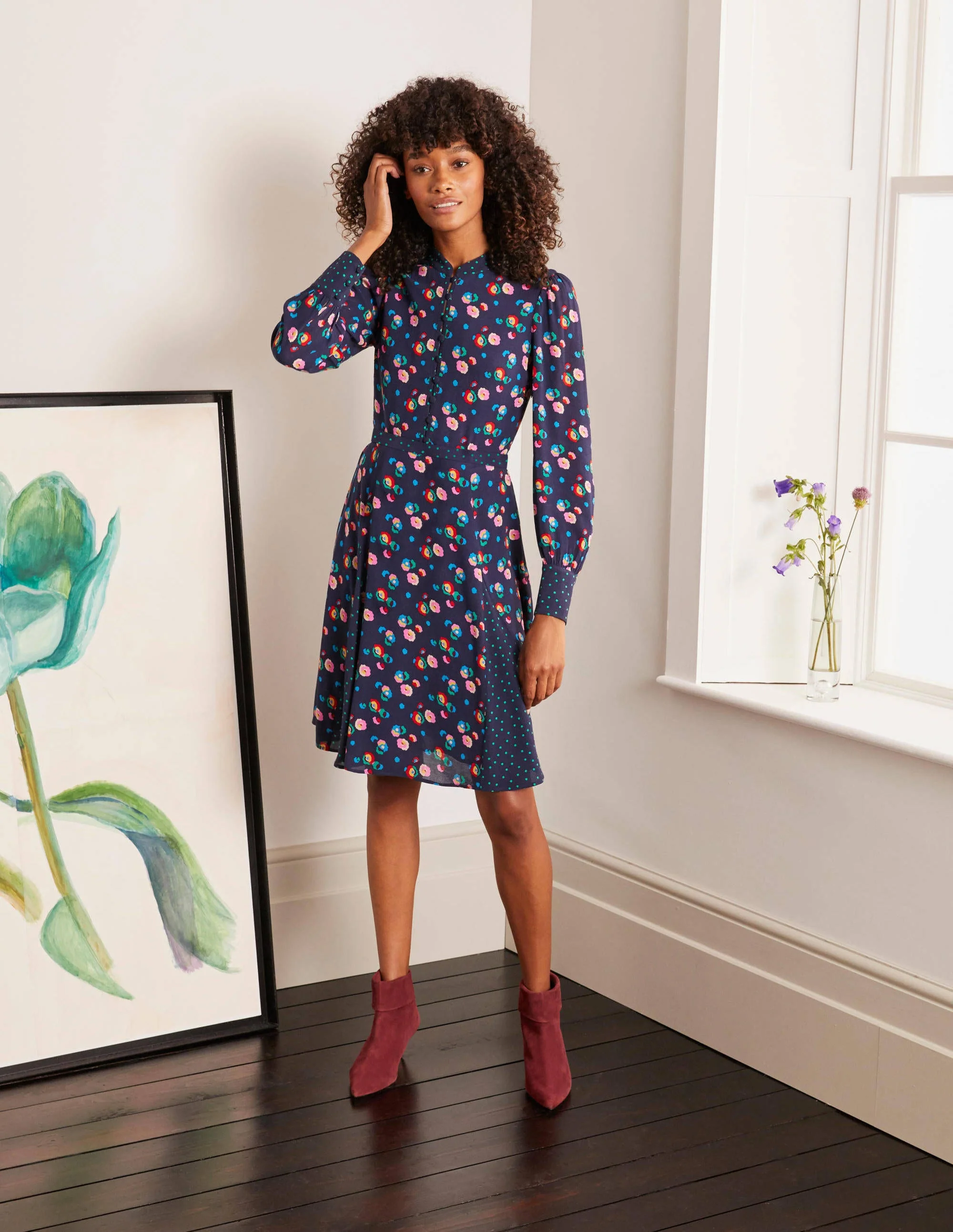 Christina Dress-Navy, Billowy Peony - Image 2