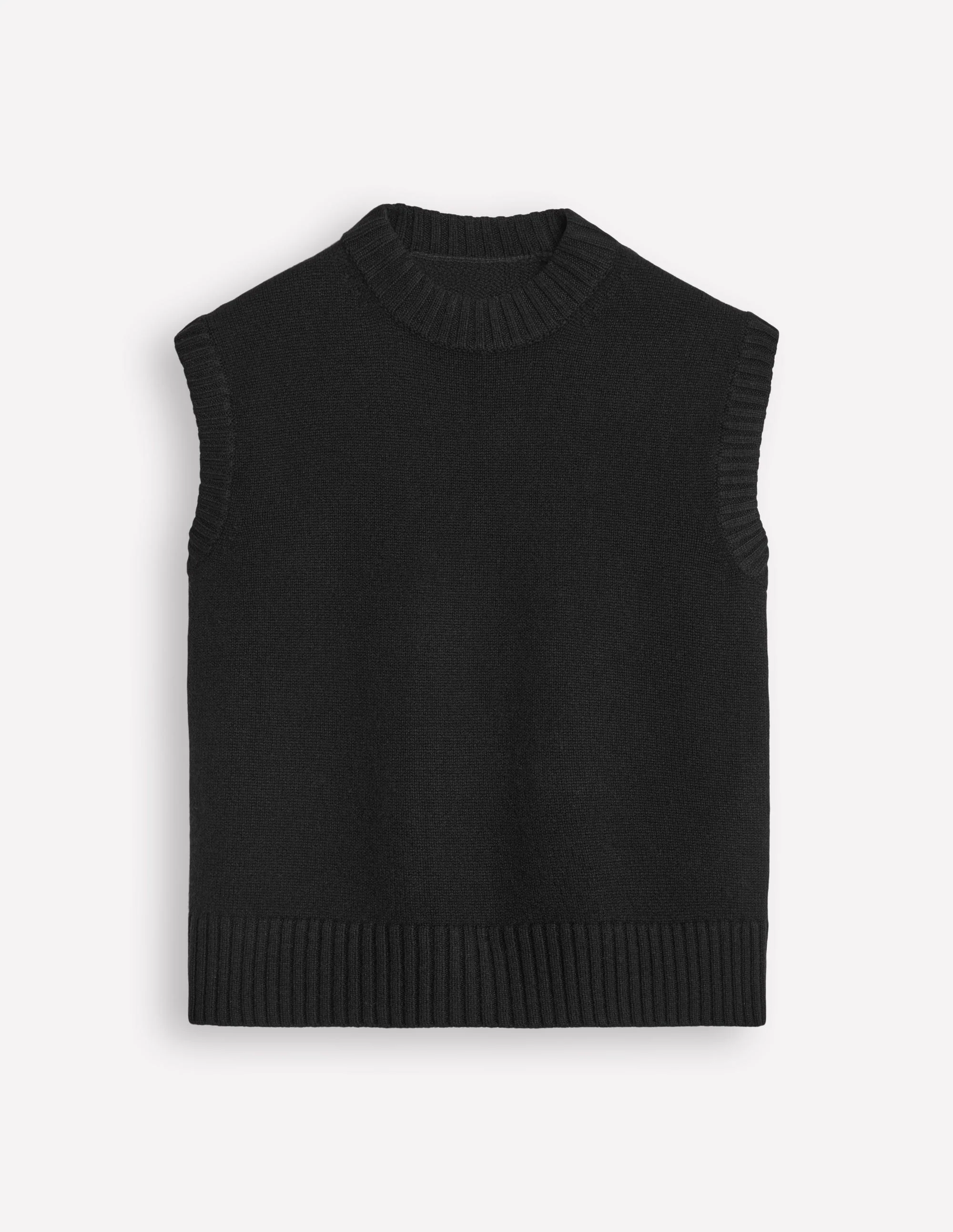 Chunky Cashmere Crew Neck Vest-Black - Image 5