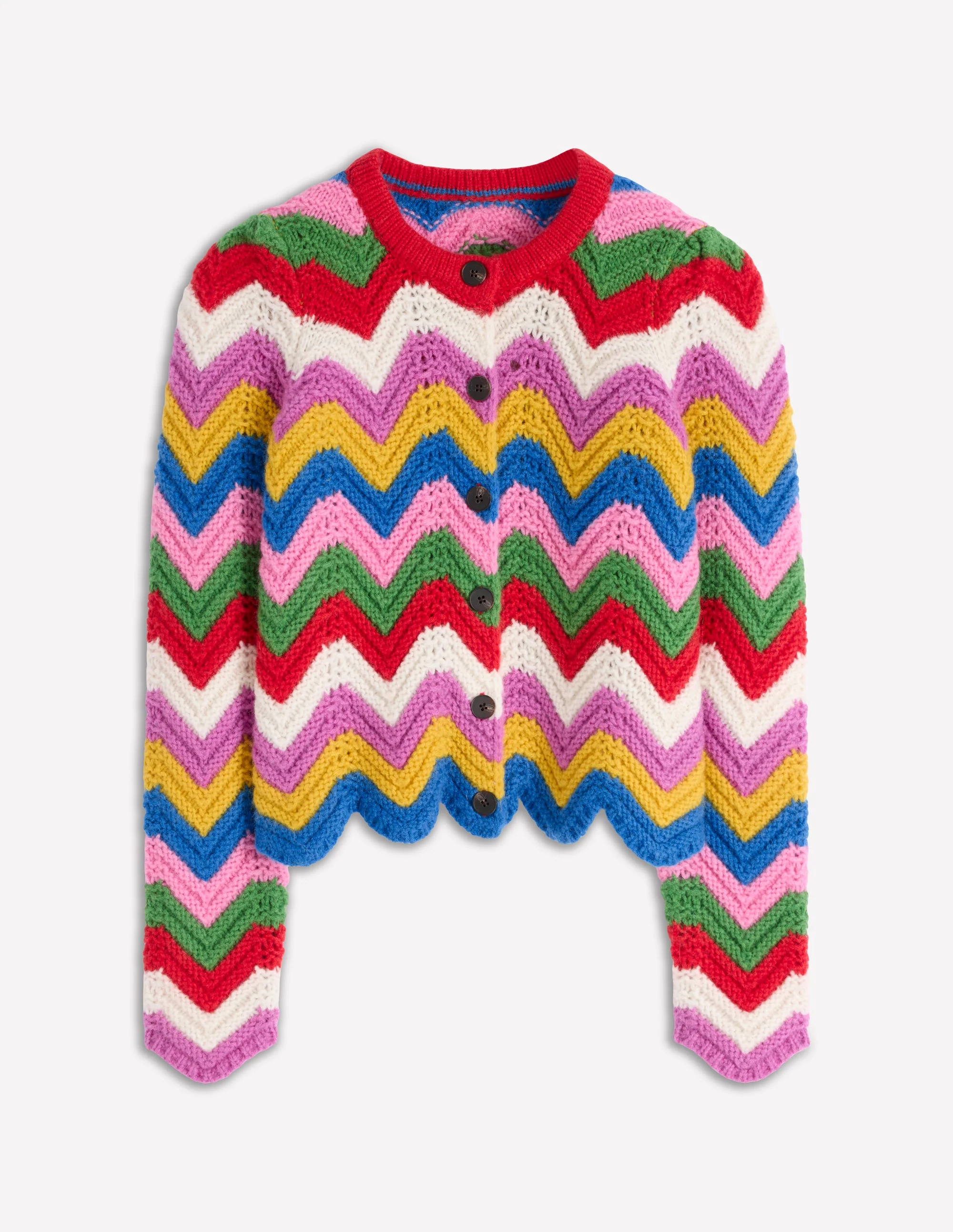 Chunky Chevron Knitted Jacket-Multi, Zig Zag - Image 8