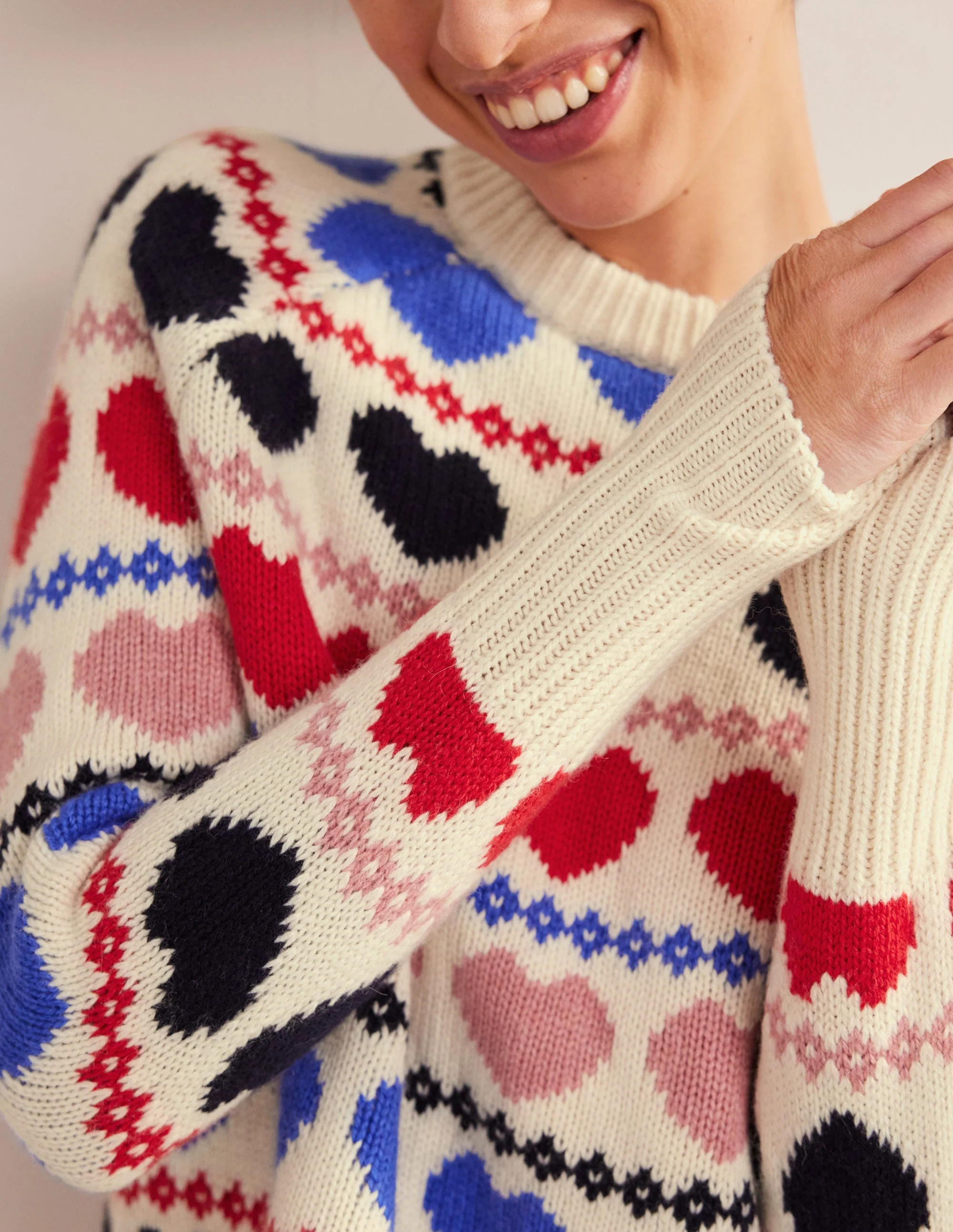 Chunky Fair Isle Sweater-Ivory Heart Fairisle - Image 2