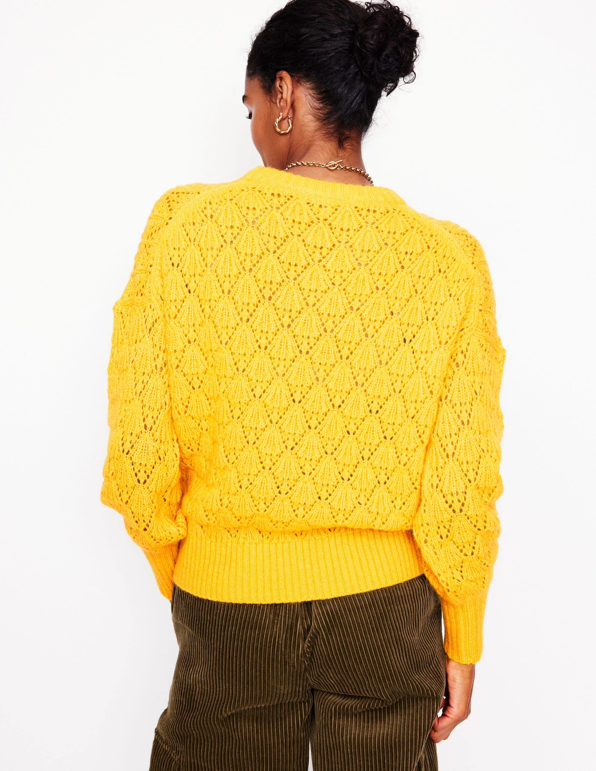 Chunky Pointelle Sweater-Pineapple Yellow - Image 3