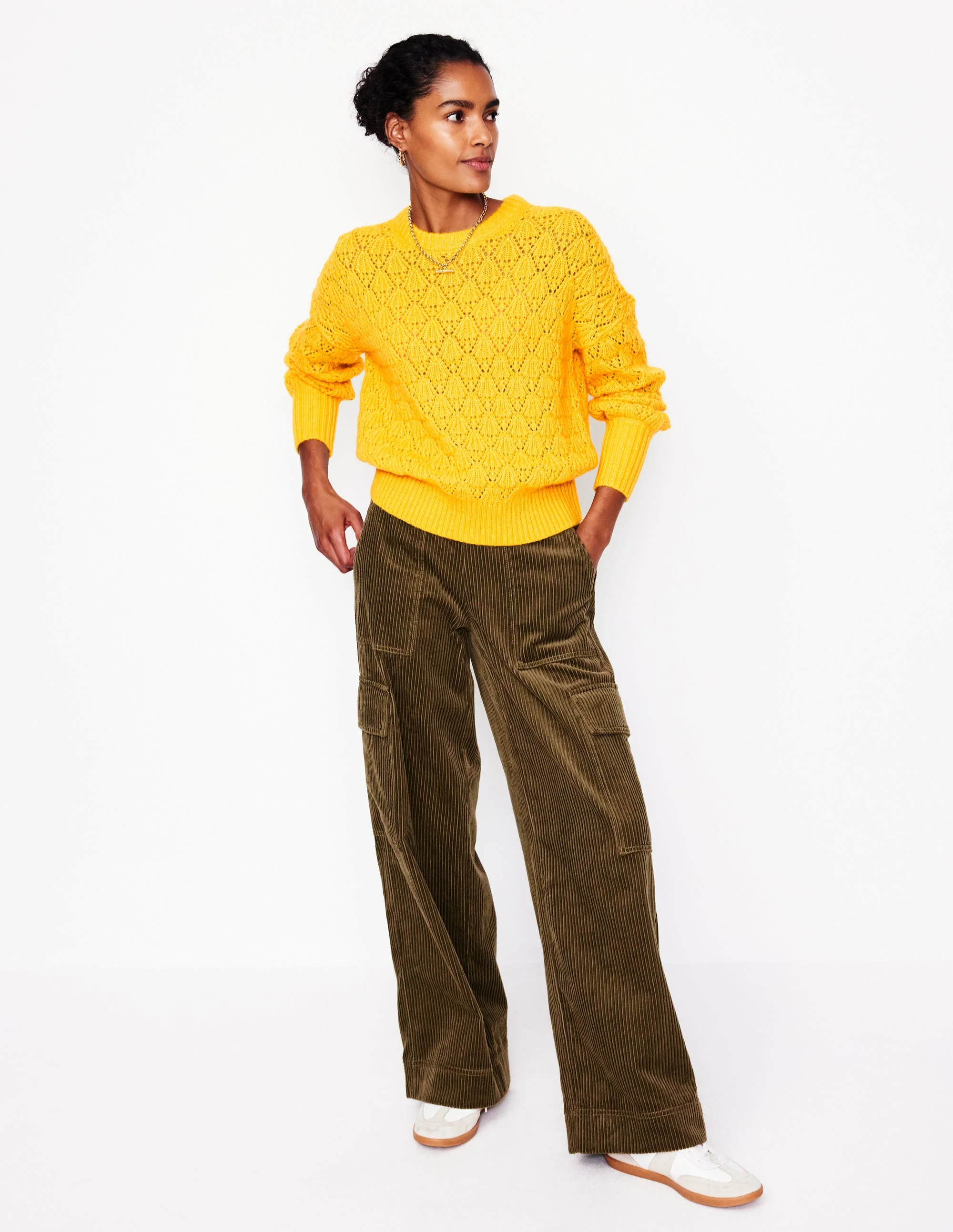 Chunky Pointelle Sweater-Pineapple Yellow - Image 4