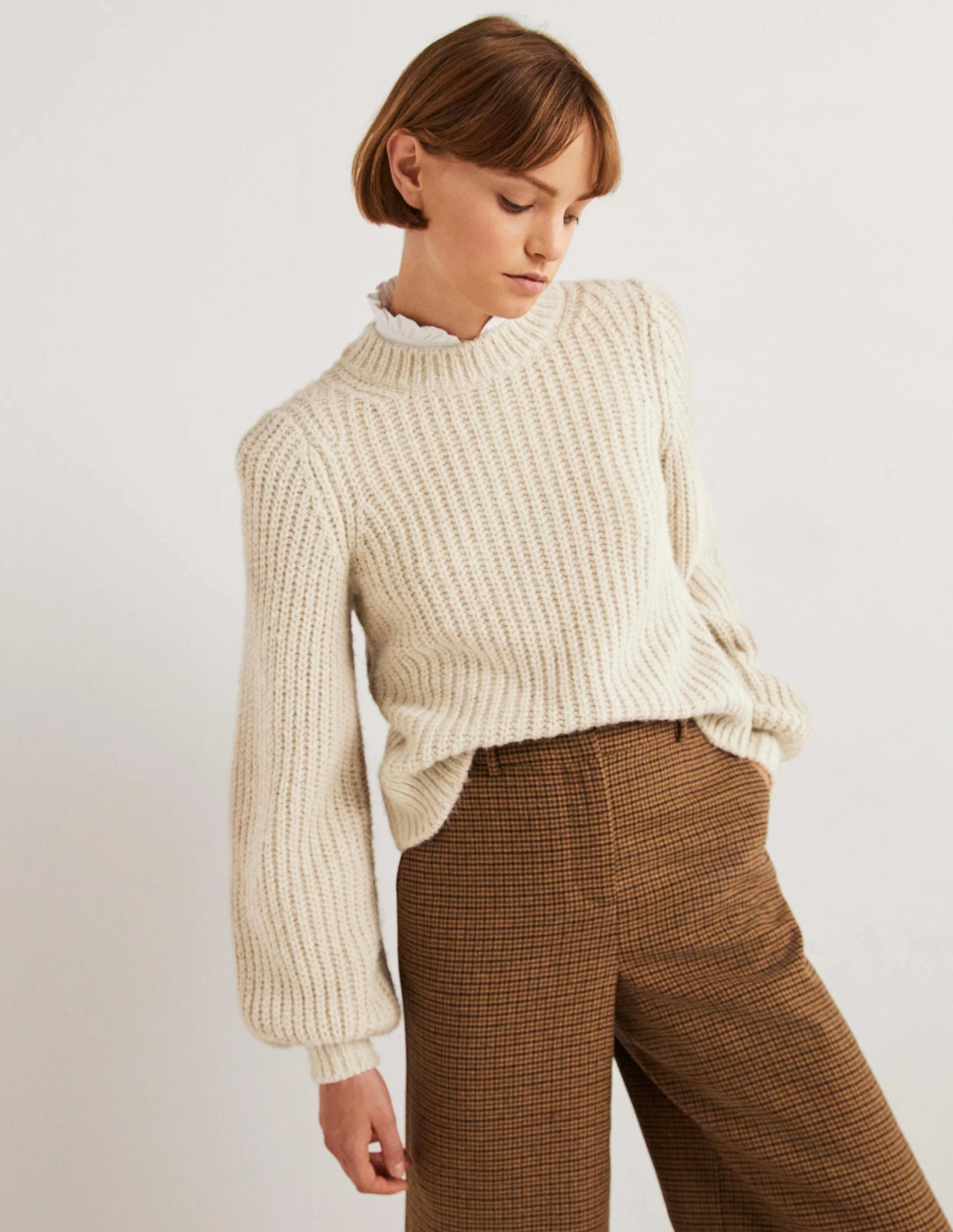 Chunky Ribbed Sweater-Oatmeal Melange