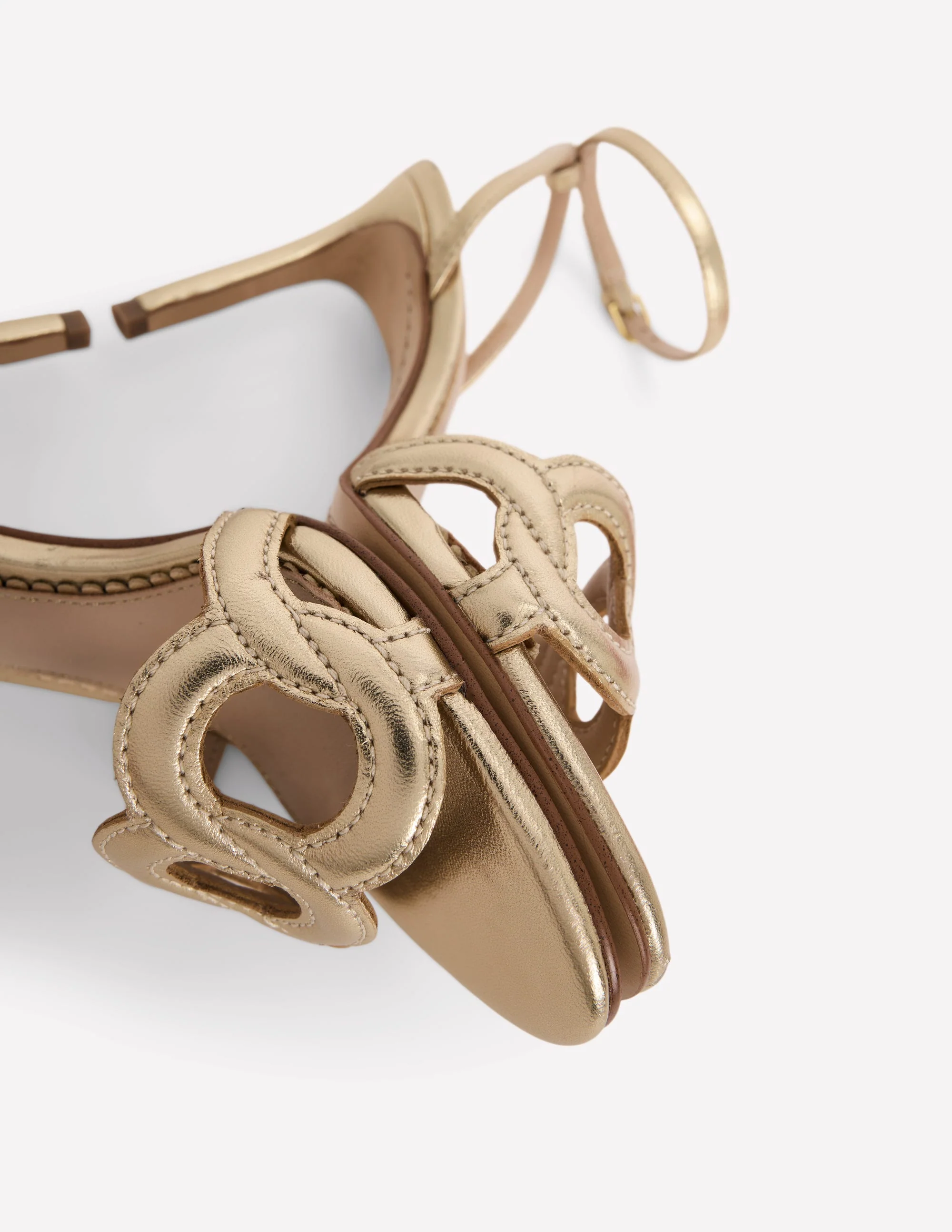 Circle Detail Heeled Sandal-Gold - Image 4