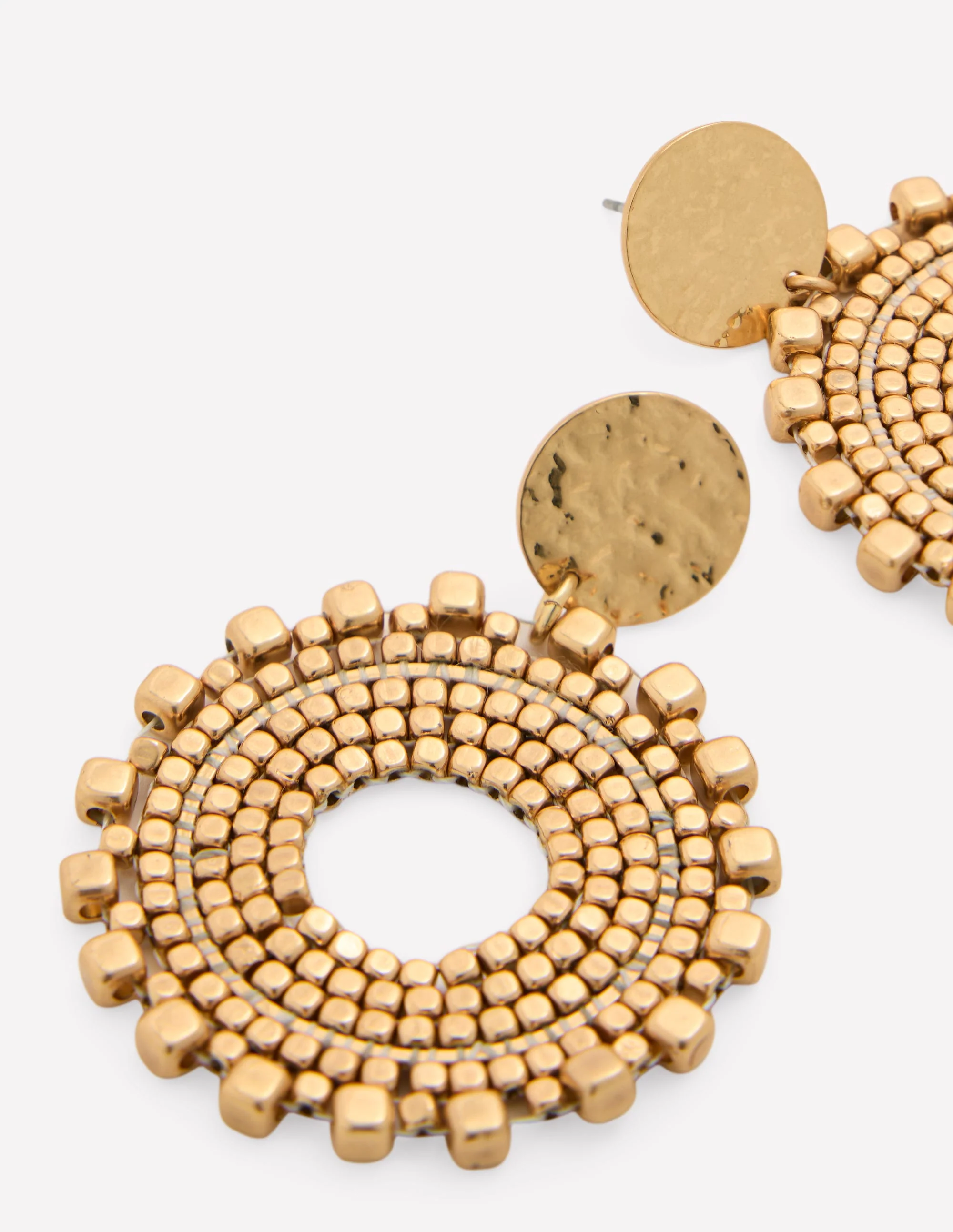 Circle Motif Earrings-Gold - Image 3