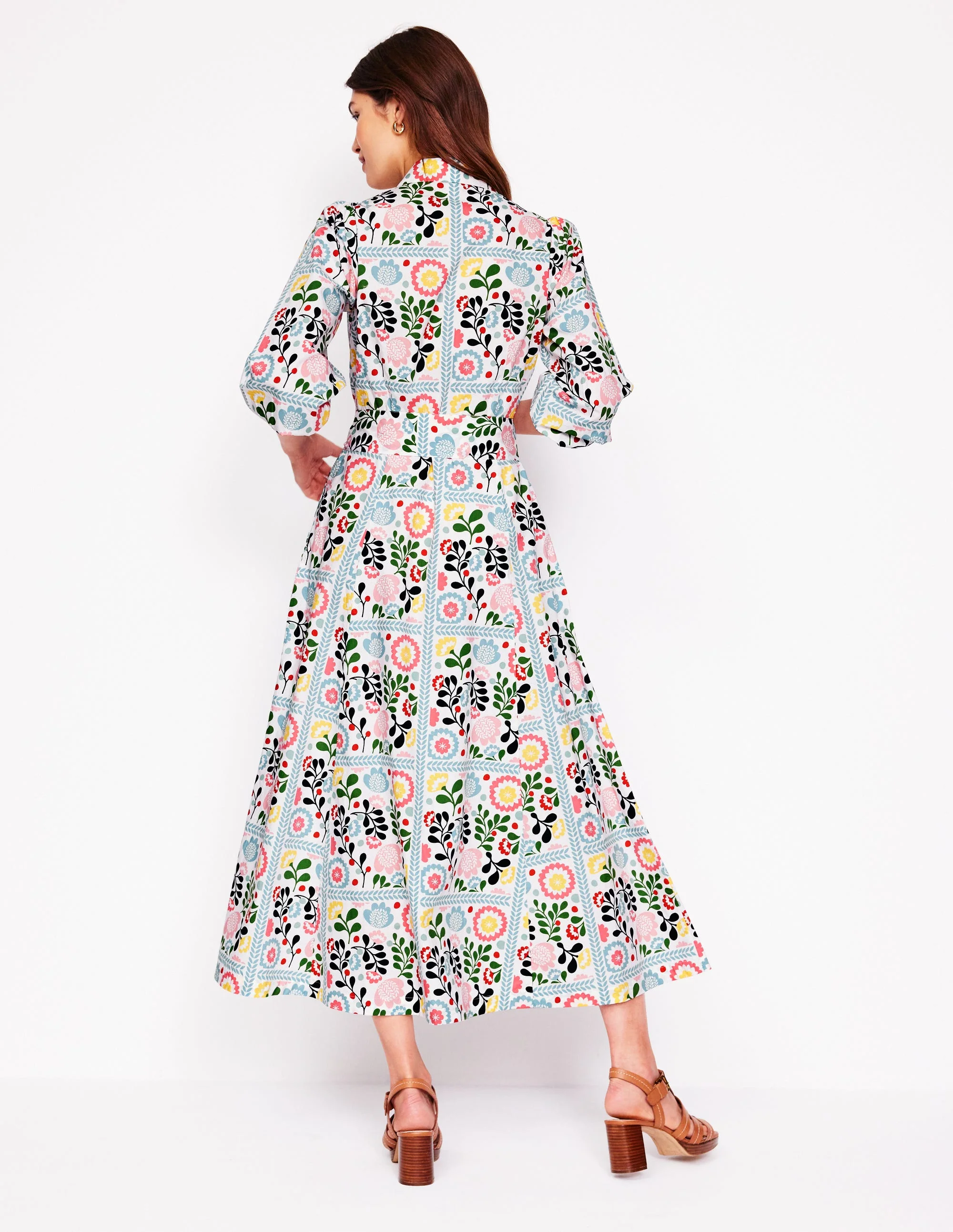 Clara Cotton Shirt Dress-Multi, Walled Garden - Image 3