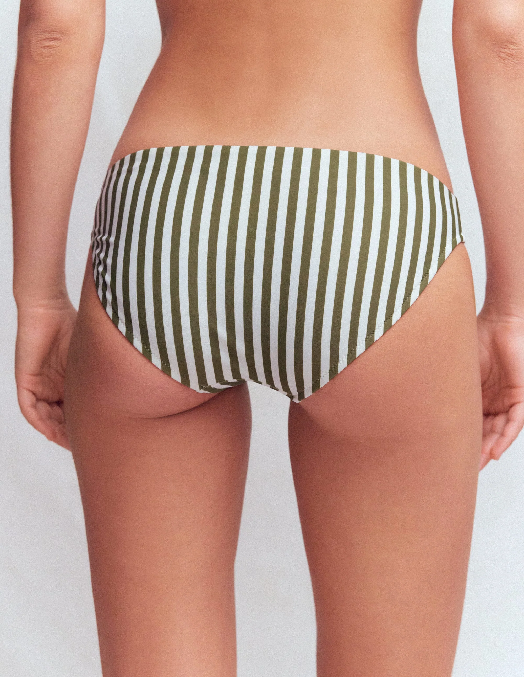 Classic Bikini Bottoms-Olive, Ivory Stripe - Image 3