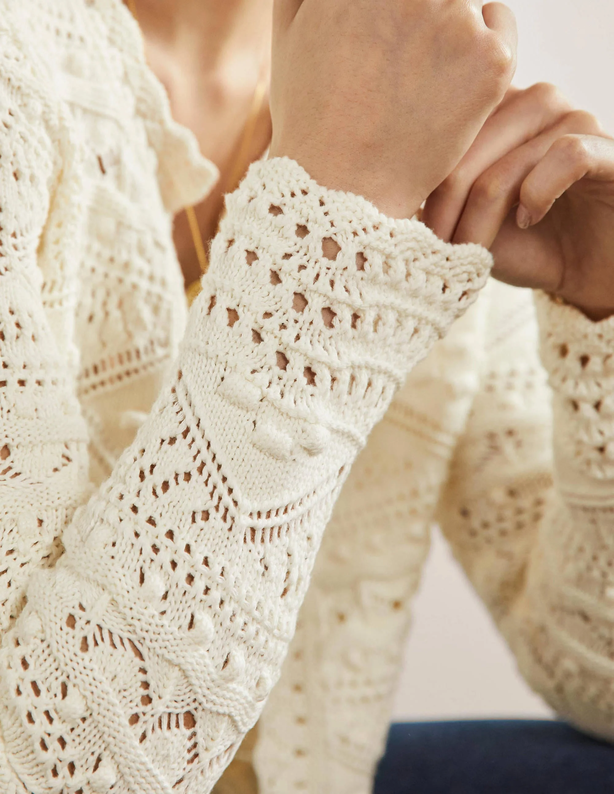 Claudia Textured Knit Cardigan-Ivory - Image 2