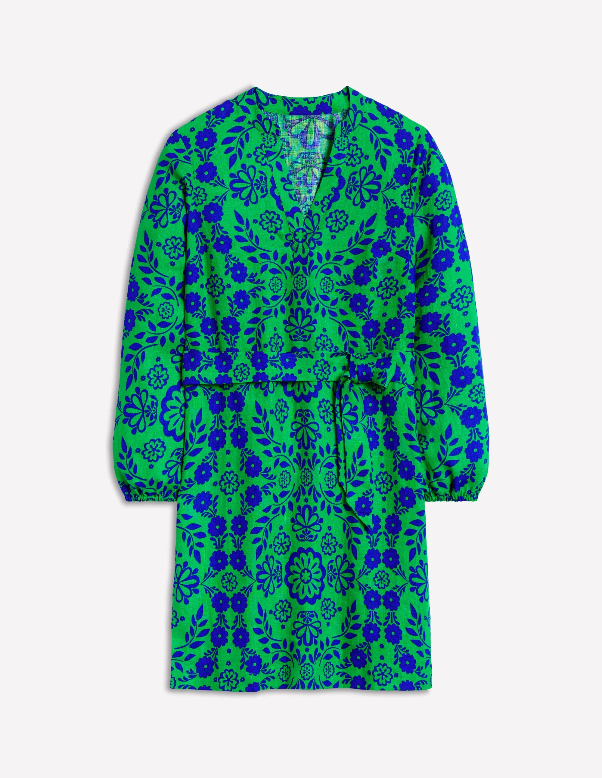 Cleo Linen Tie Waist Dress-Aleo, Structured Meadow - Image 5