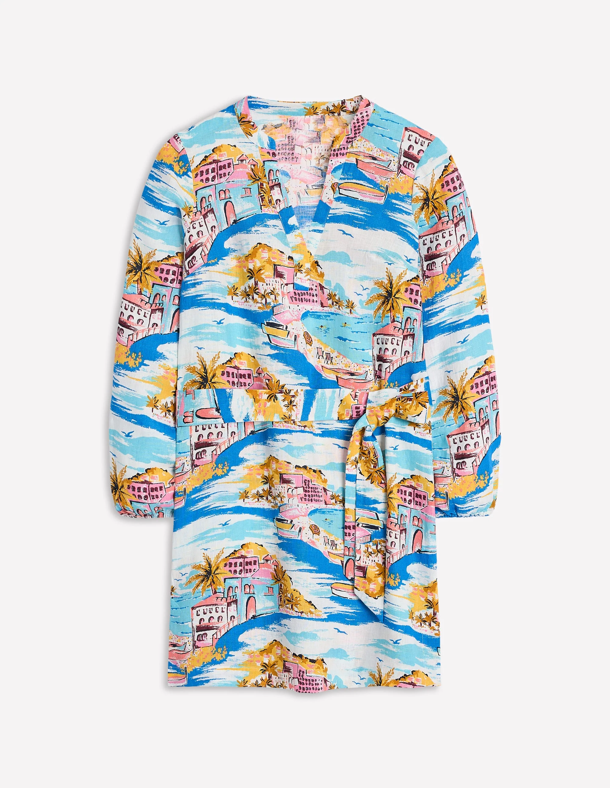 Cleo Linen Tie Waist Dress-Multi, Paradise Bay - Image 5
