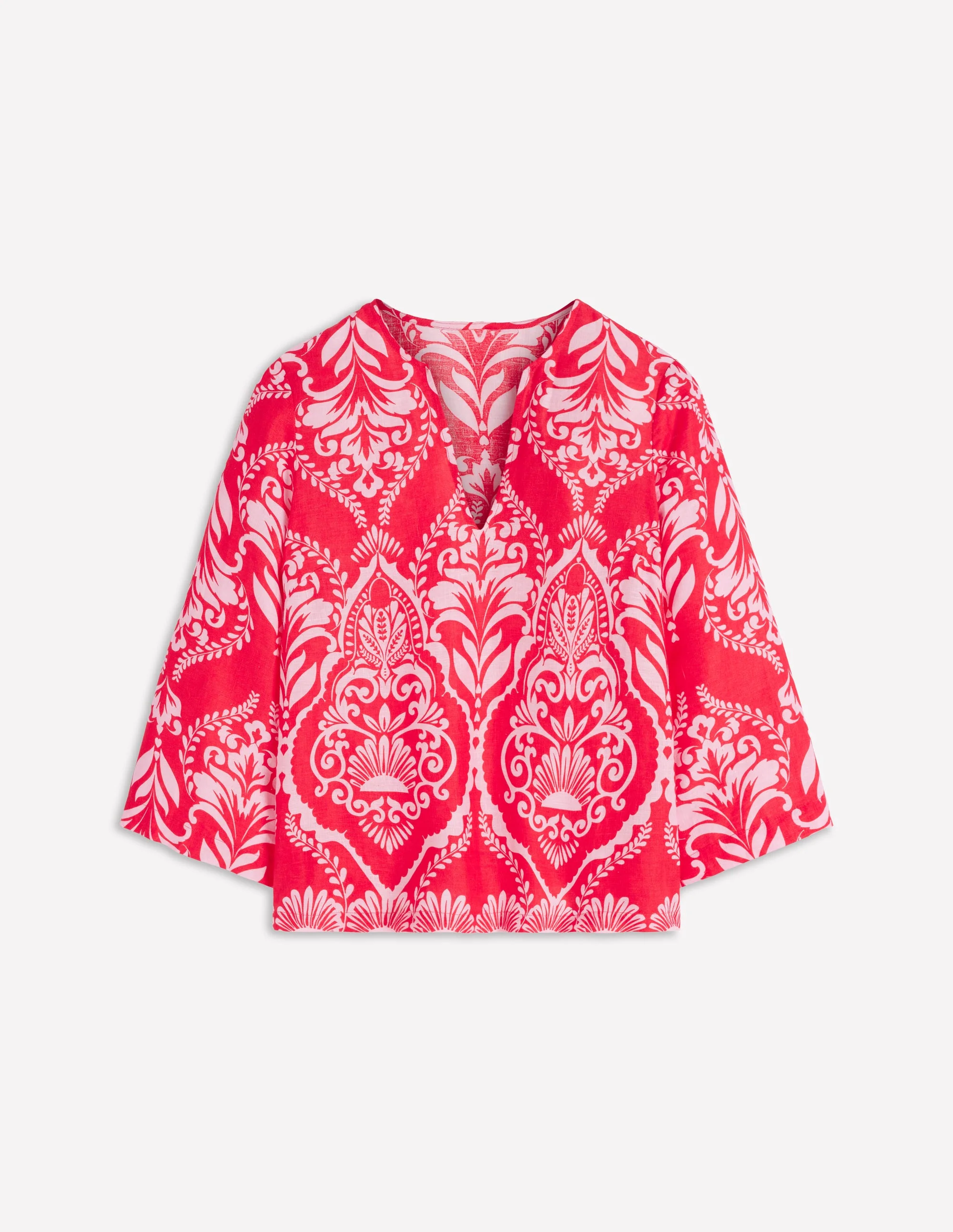 Cleo Linen Top-Red, Ornamental Garden Mono - Image 6