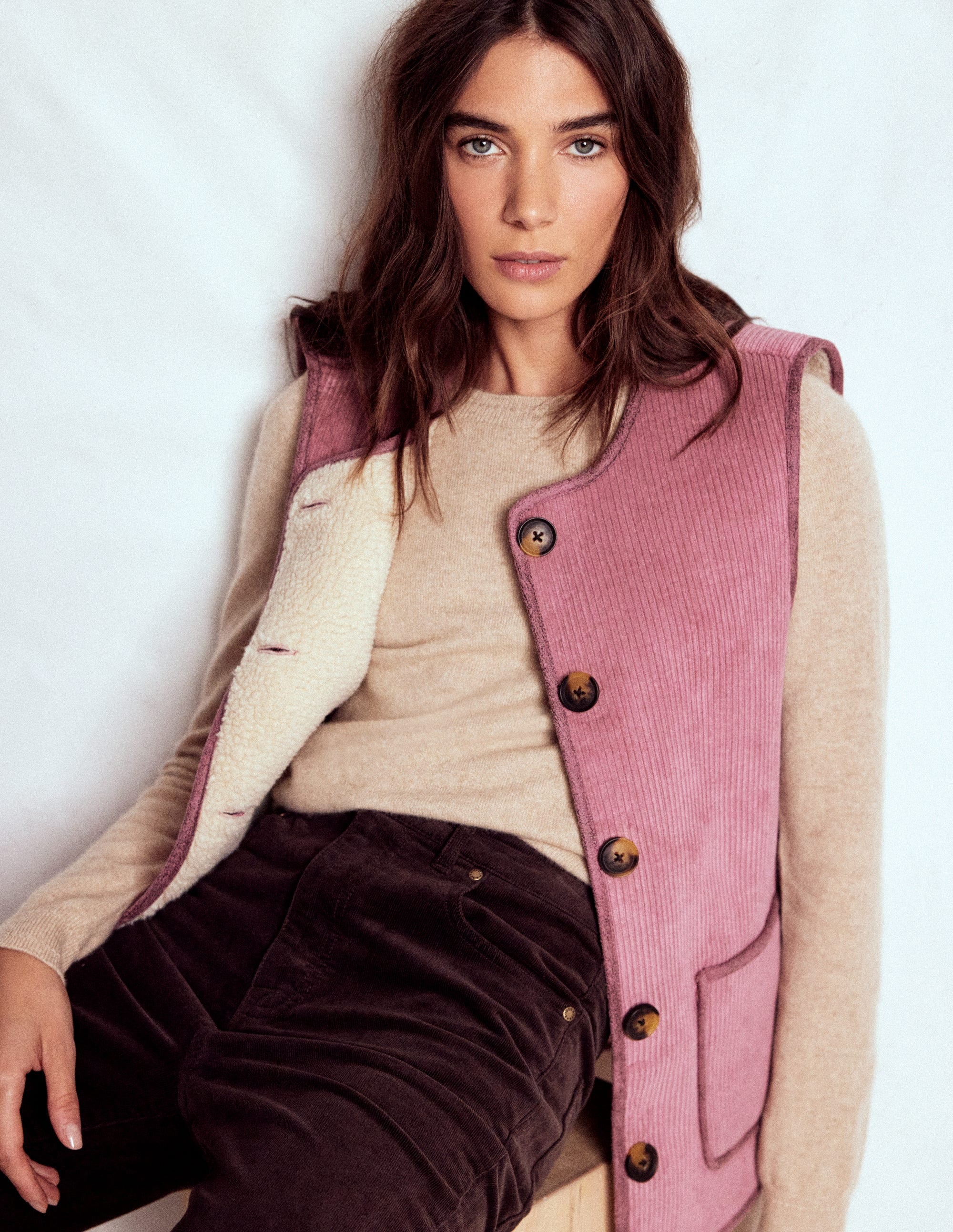 Clerkenwell Reversible Gilet-Light Pink, Natural