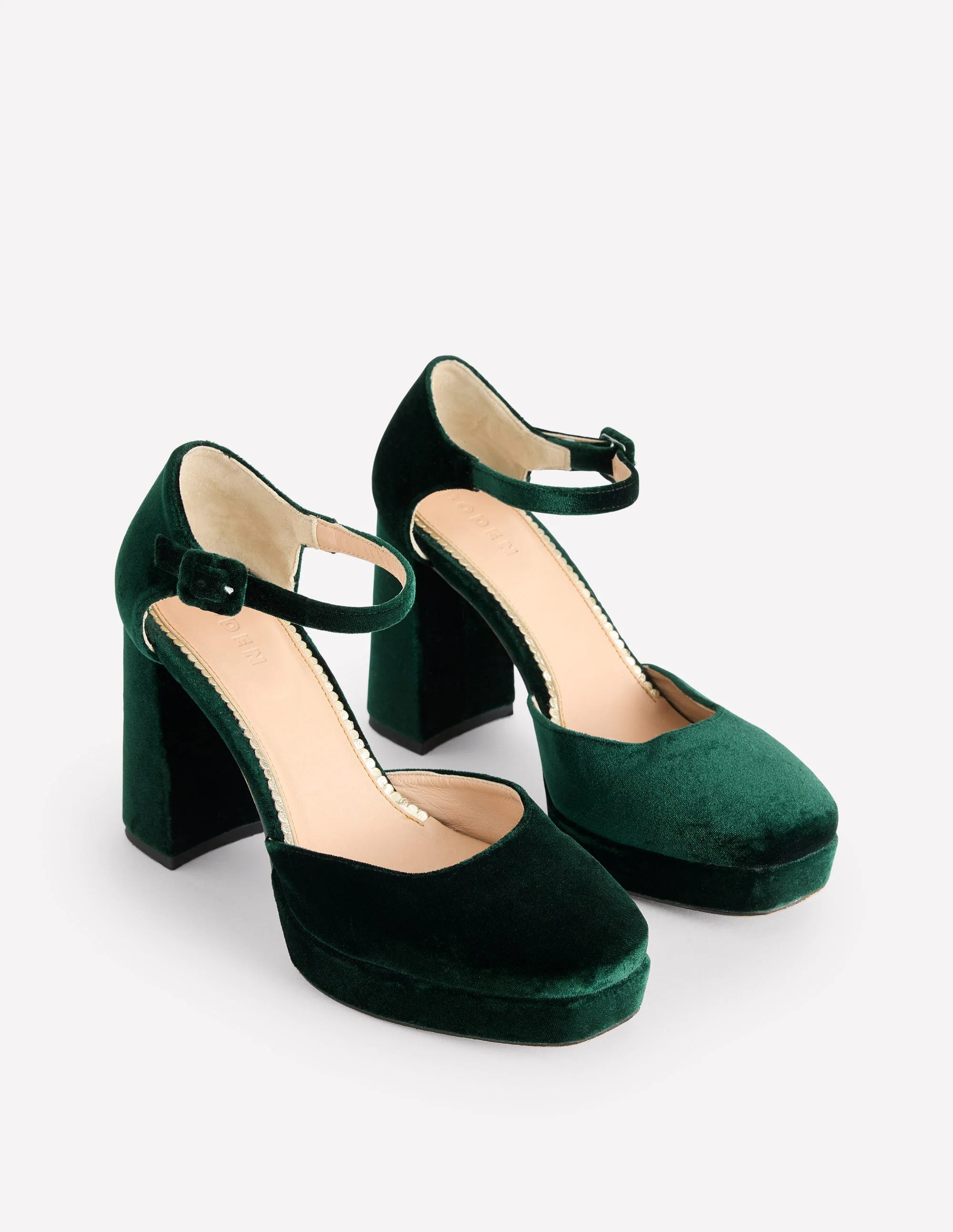 Closed Toe Platforms-Green Velvet - Image 3