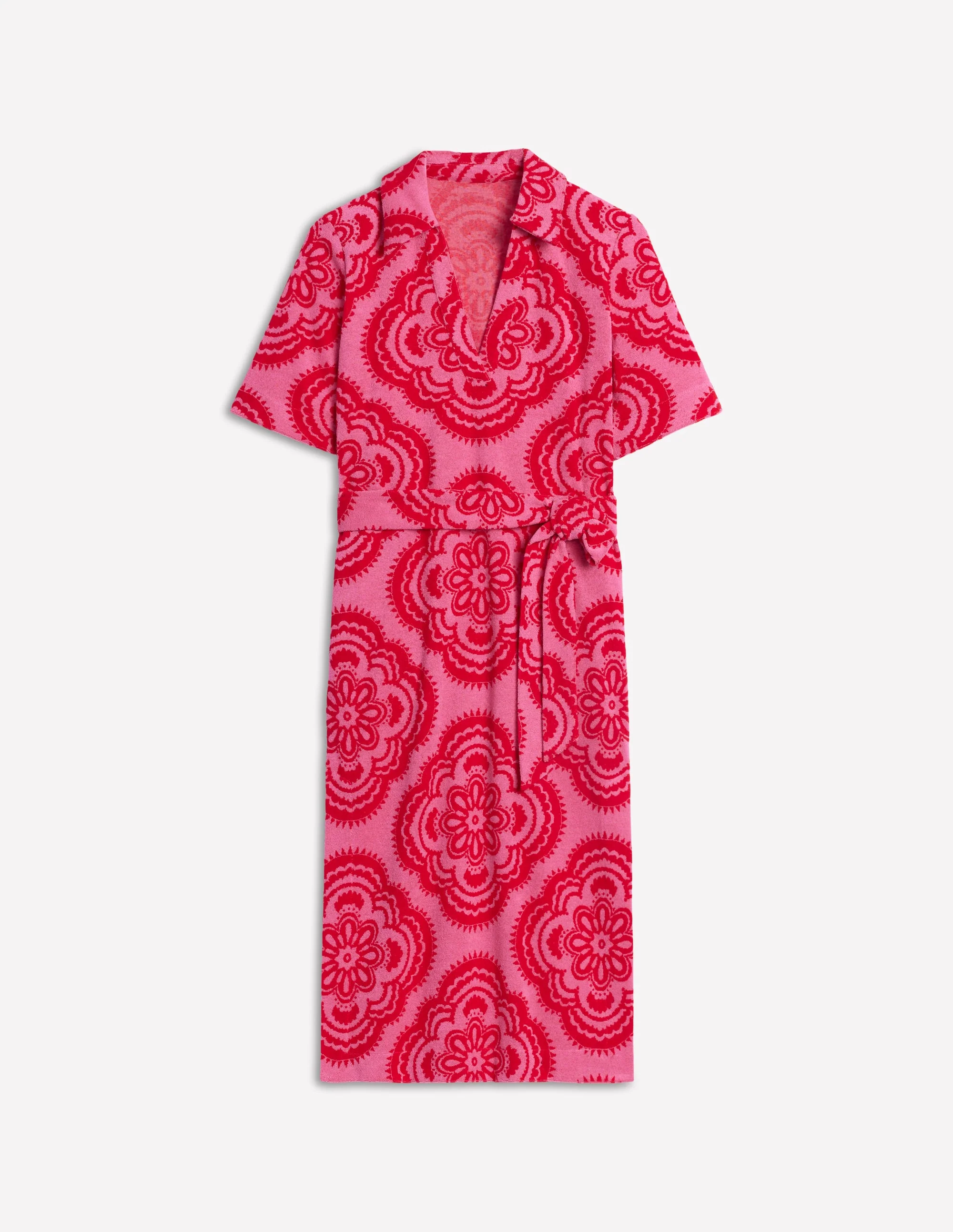 Collared Notch Towel Dress-Pink Rose, Botanic Blush - Image 5