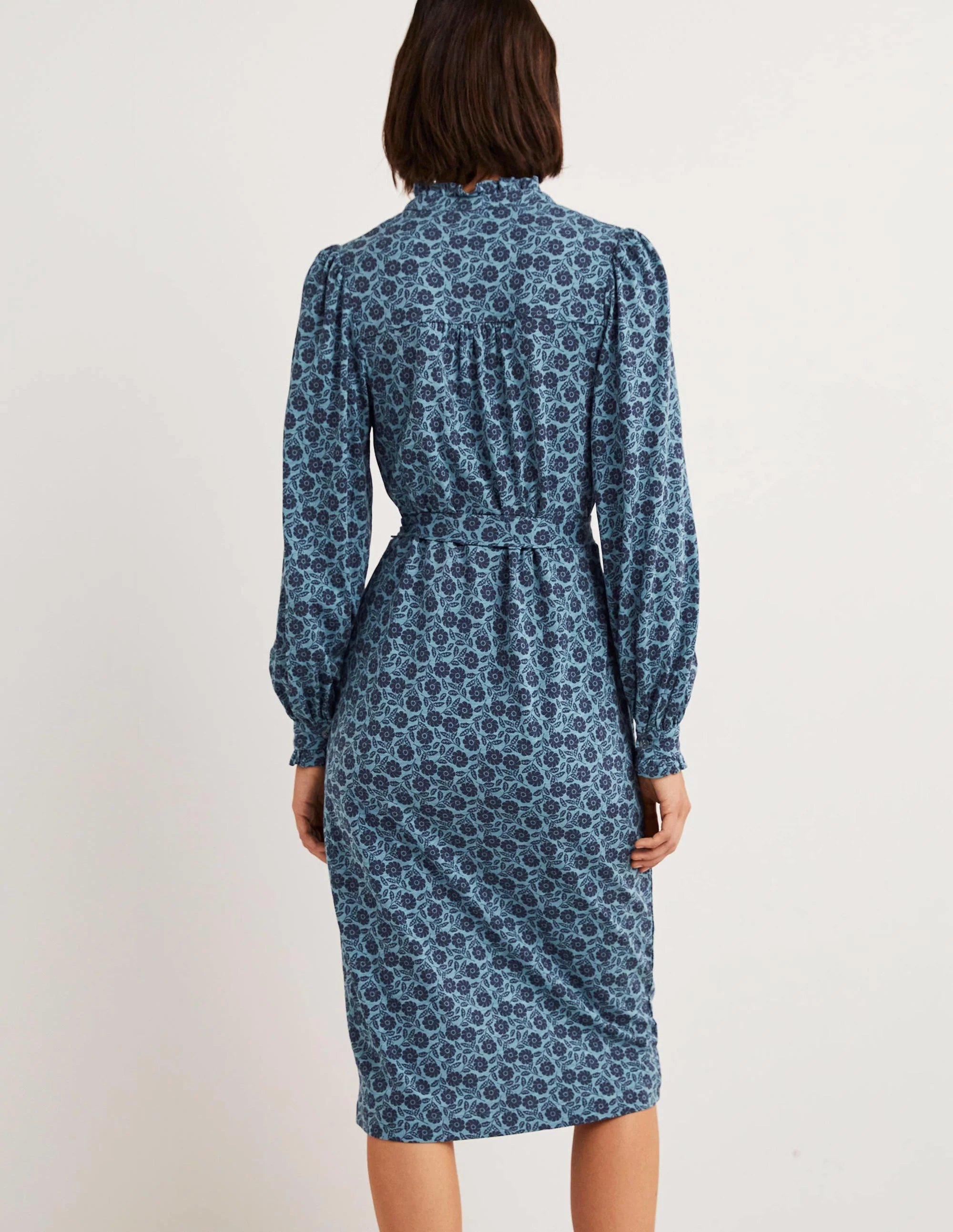 Column Jersey Midi Shirt Dress-Mid Blue, Botanica - Image 3