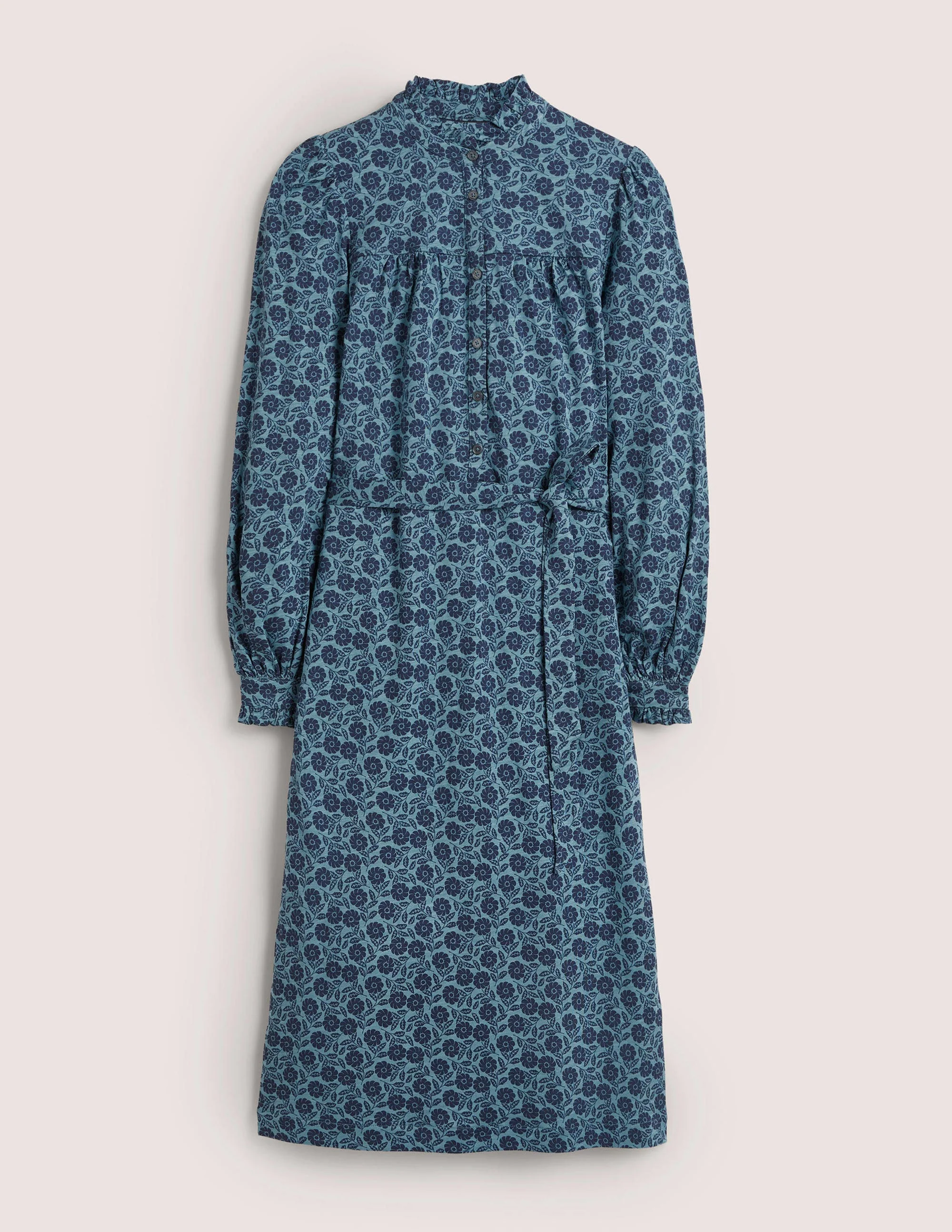 Column Jersey Midi Shirt Dress-Mid Blue, Botanica - Image 5