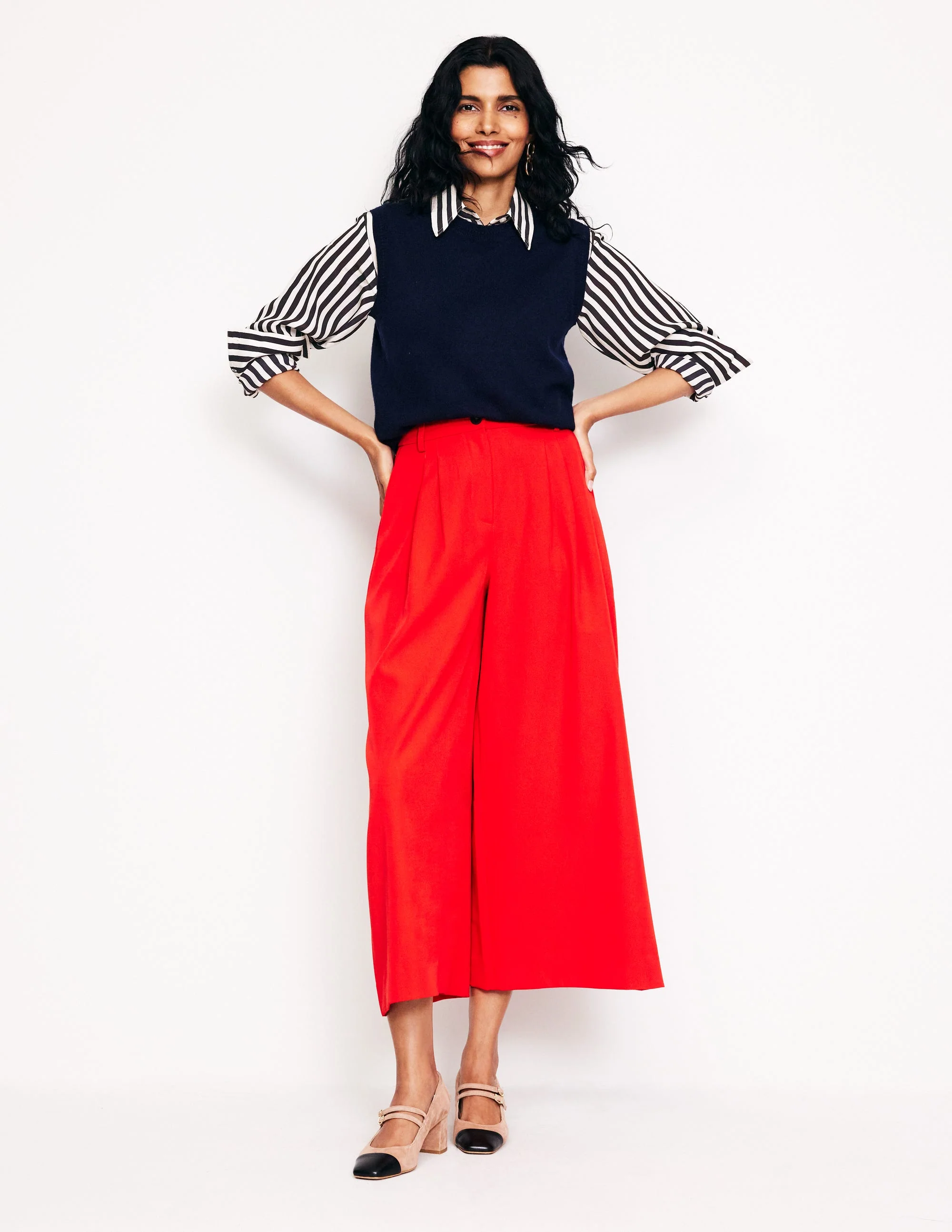 Connie Relaxed Silk Shirt-Navy Stripe - Image 6