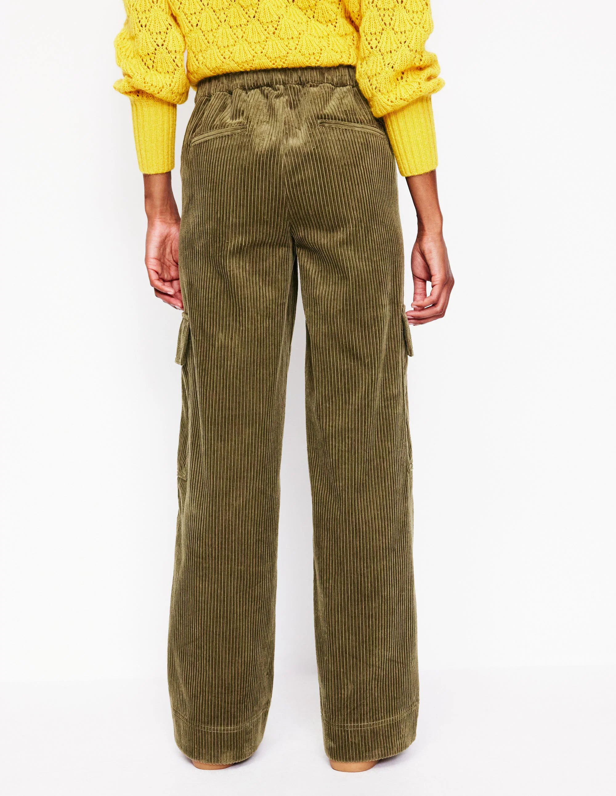 Cord Pull-On Pants-Olive Khaki - Image 3