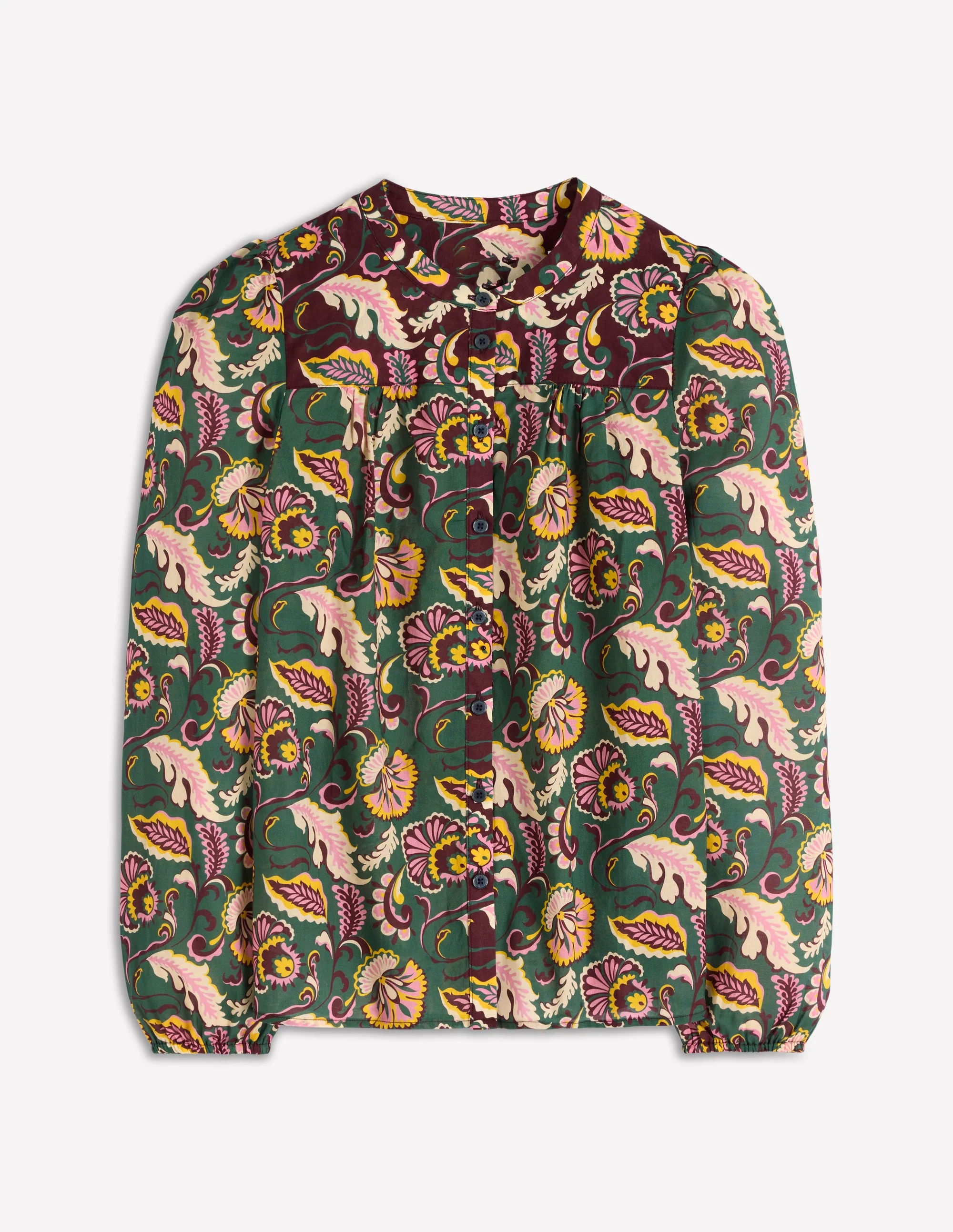 Corrine Cotton Top-Dark Green, Ornate Meadow - Image 5