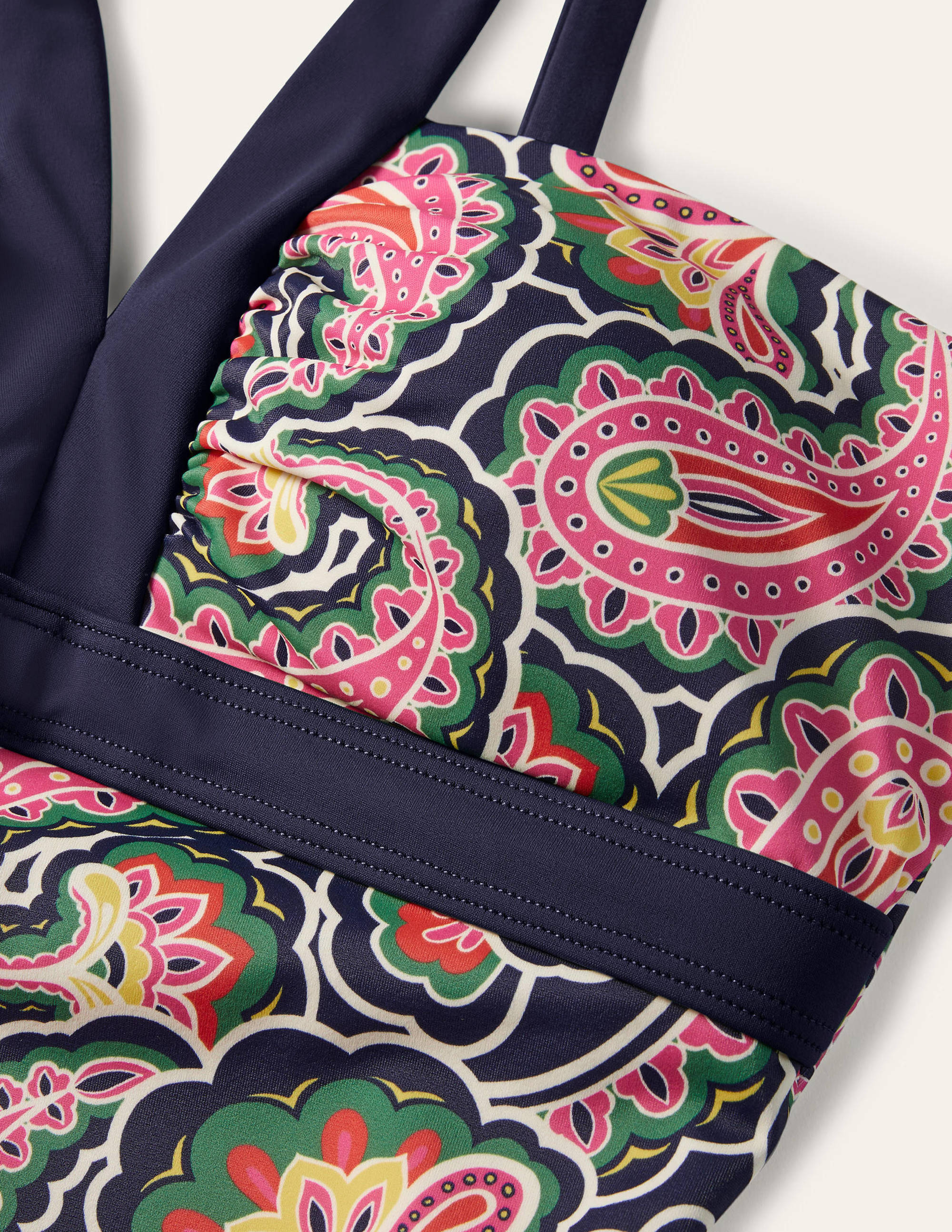 Corsica V-neck Swimsuit-French Navy, Summer Paisley - Image 6
