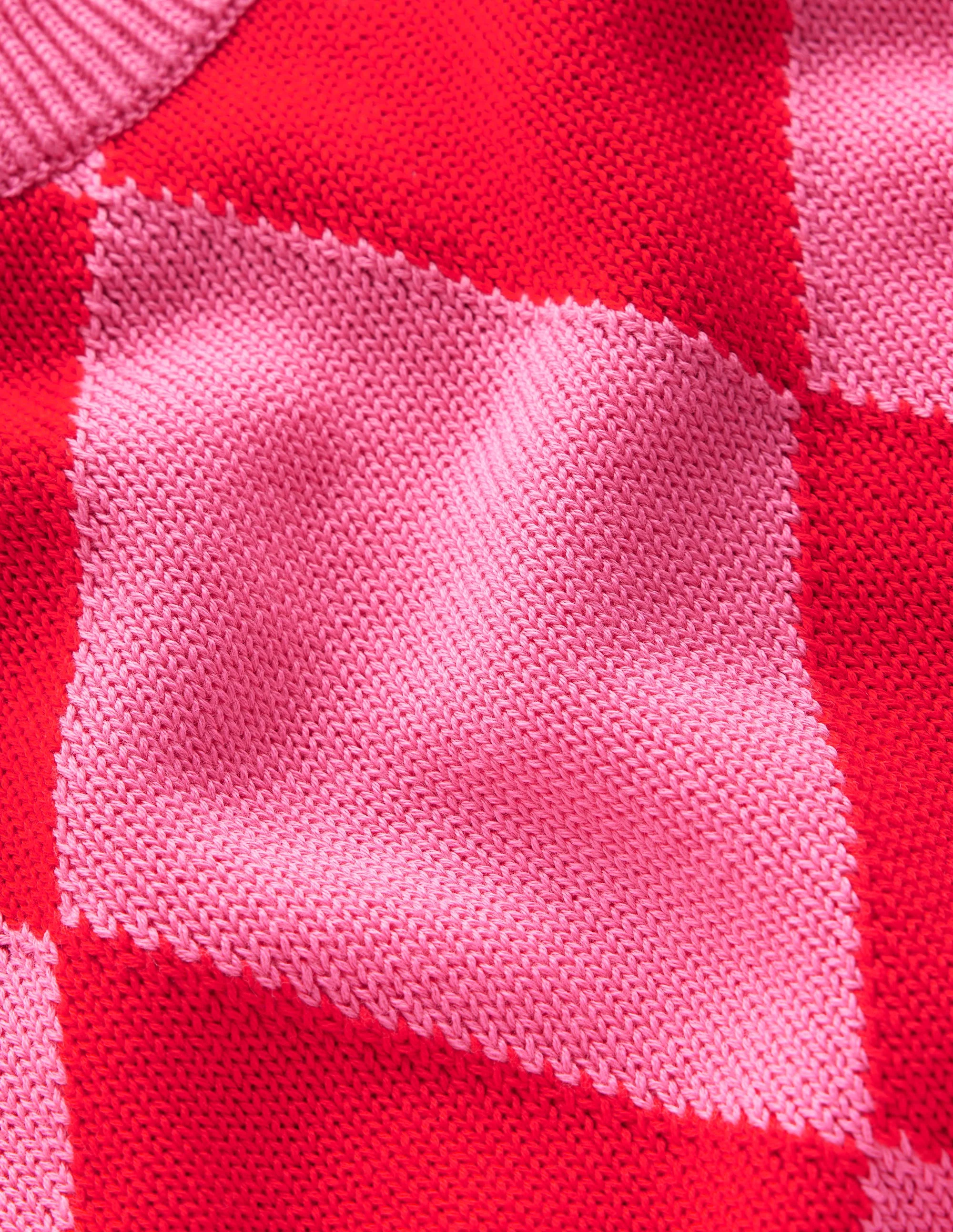 Cotton Argyle Vest-Pink Rose and Poppy Red Argyle - Image 7