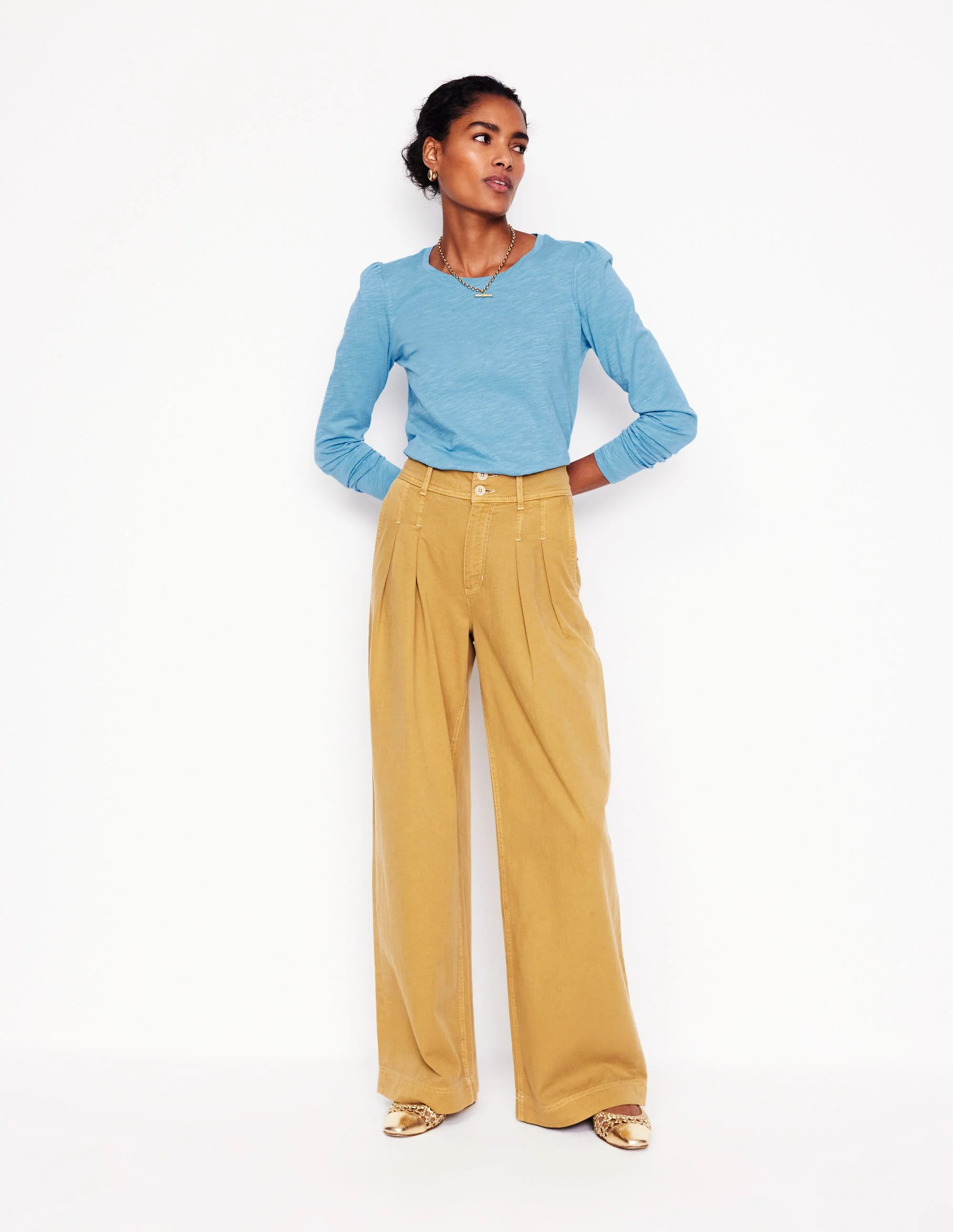 Cotton Crew Long Sleeve Top-Duck Egg Blue - Image 4