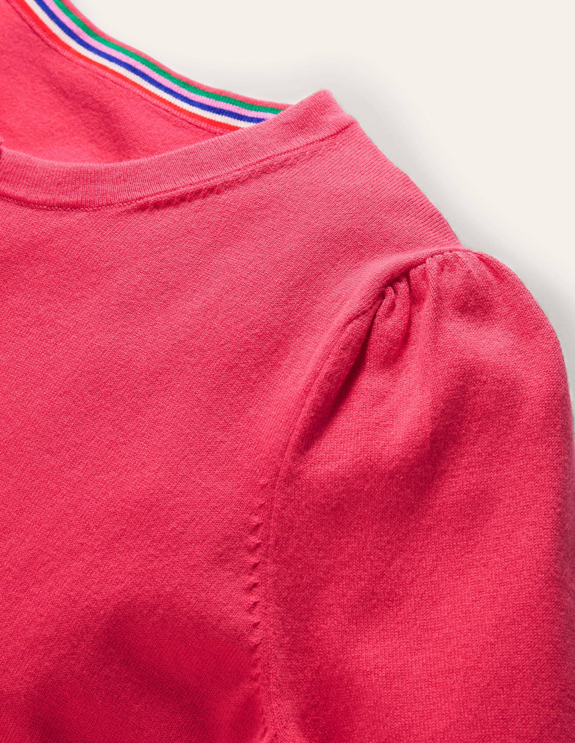Cotton Crew Neck Cardigan-Radish - Image 6