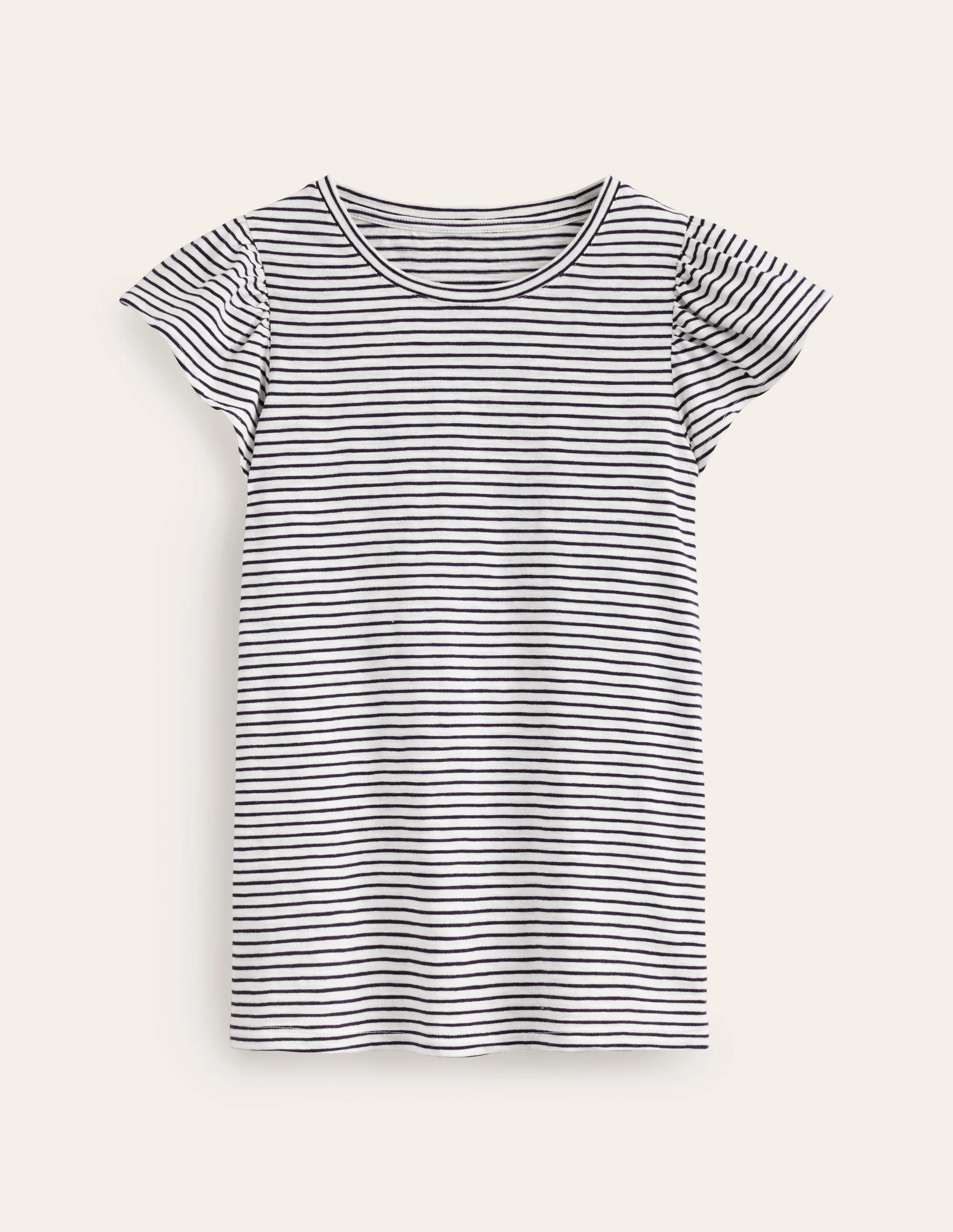 Cotton Flutter Top-Ivory, Navy - Image 6