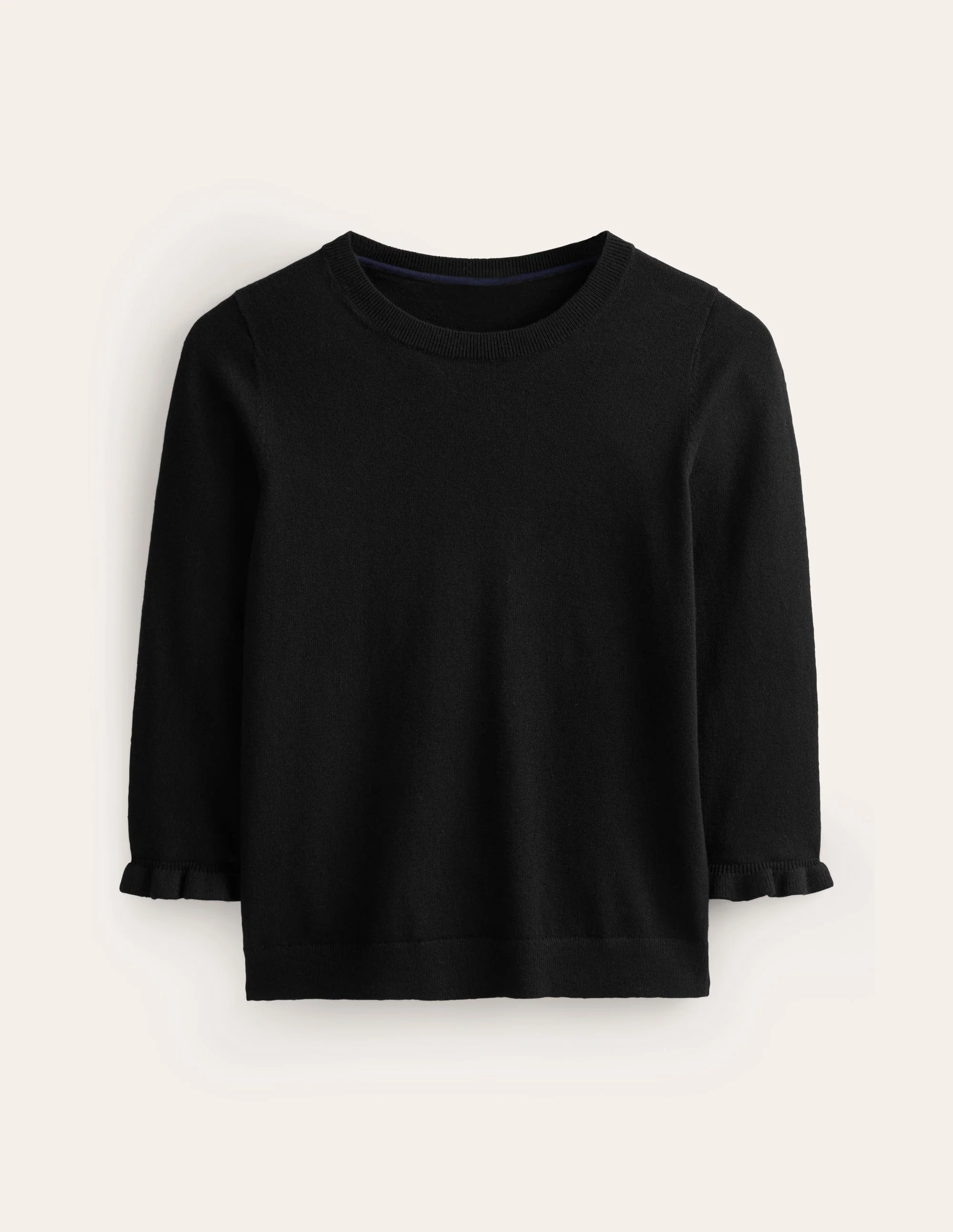 Cotton Merino Frill Sweater-Black - Image 5