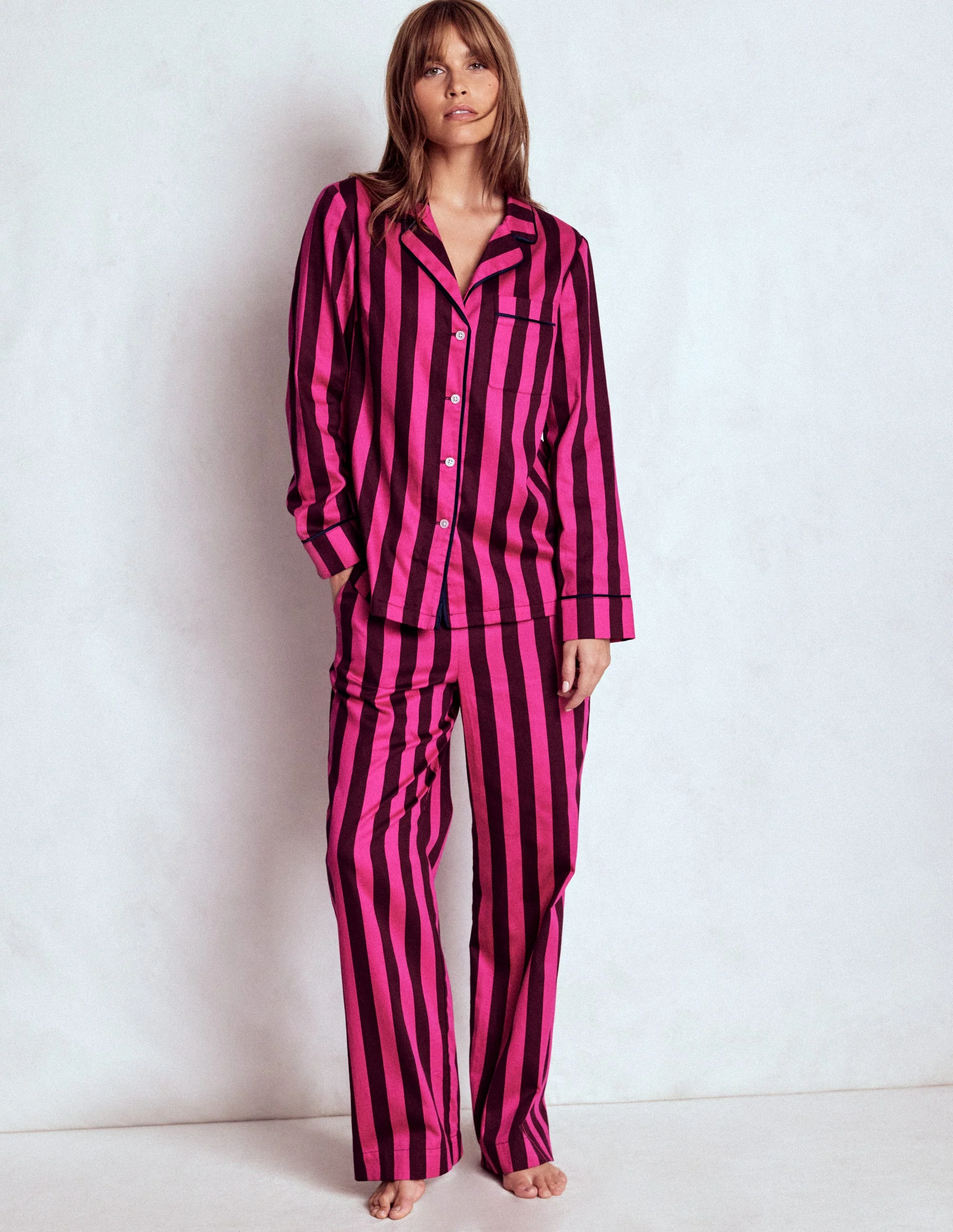 Cotton Pajama Shirt-Pink Stripe - Image 5
