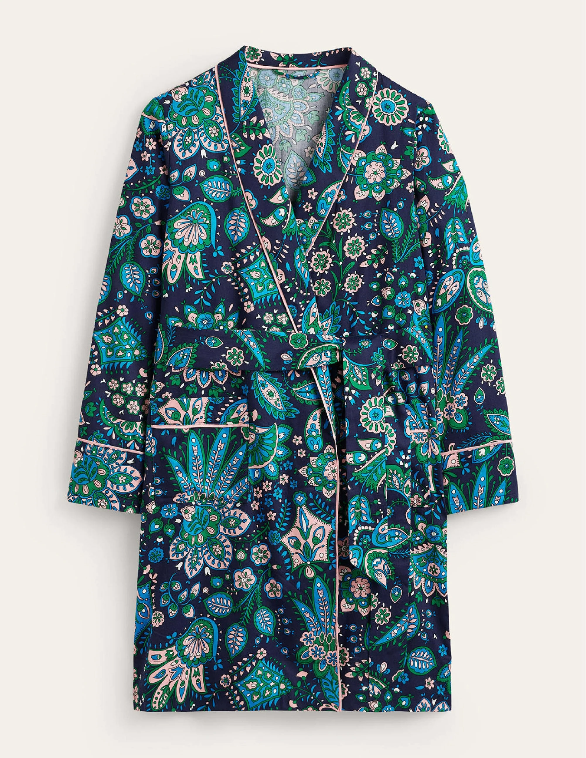 Cotton-Sateen Dressing Gown-Multi, Azalea Bloom - Image 5
