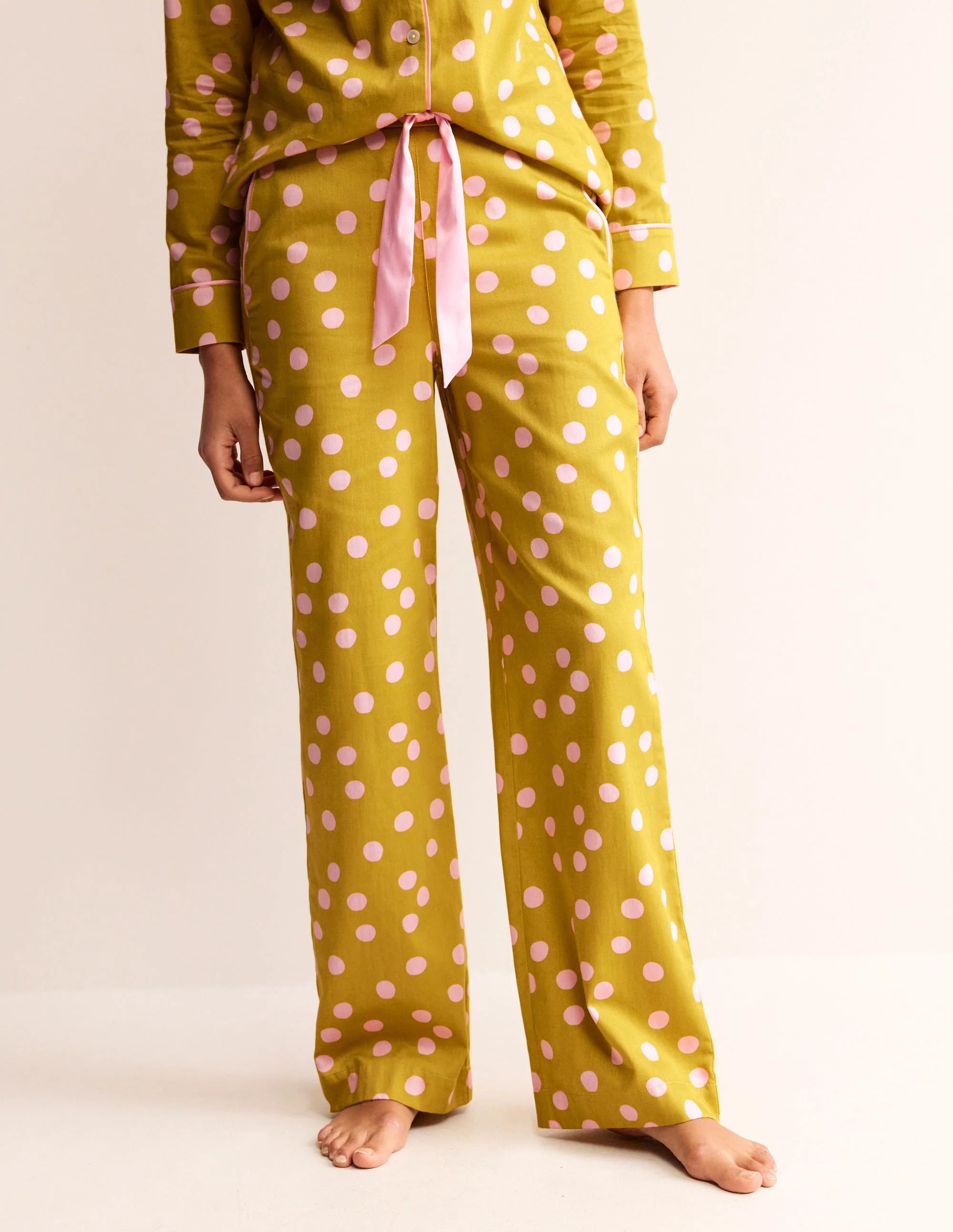 Cotton Sateen Pajama Trousers-Antique Moss - Image 4