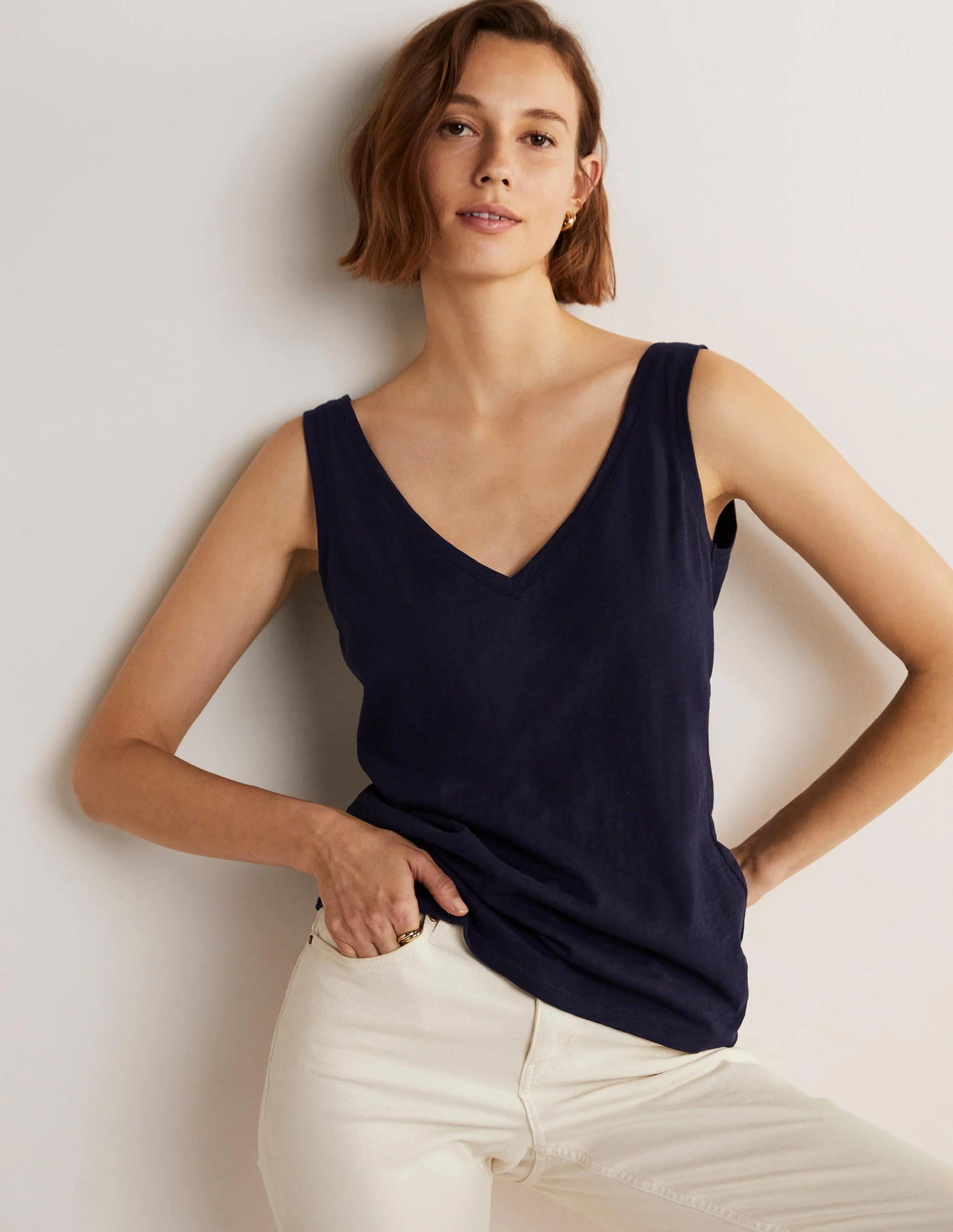 Cotton Tank Top-Navy - Image 4