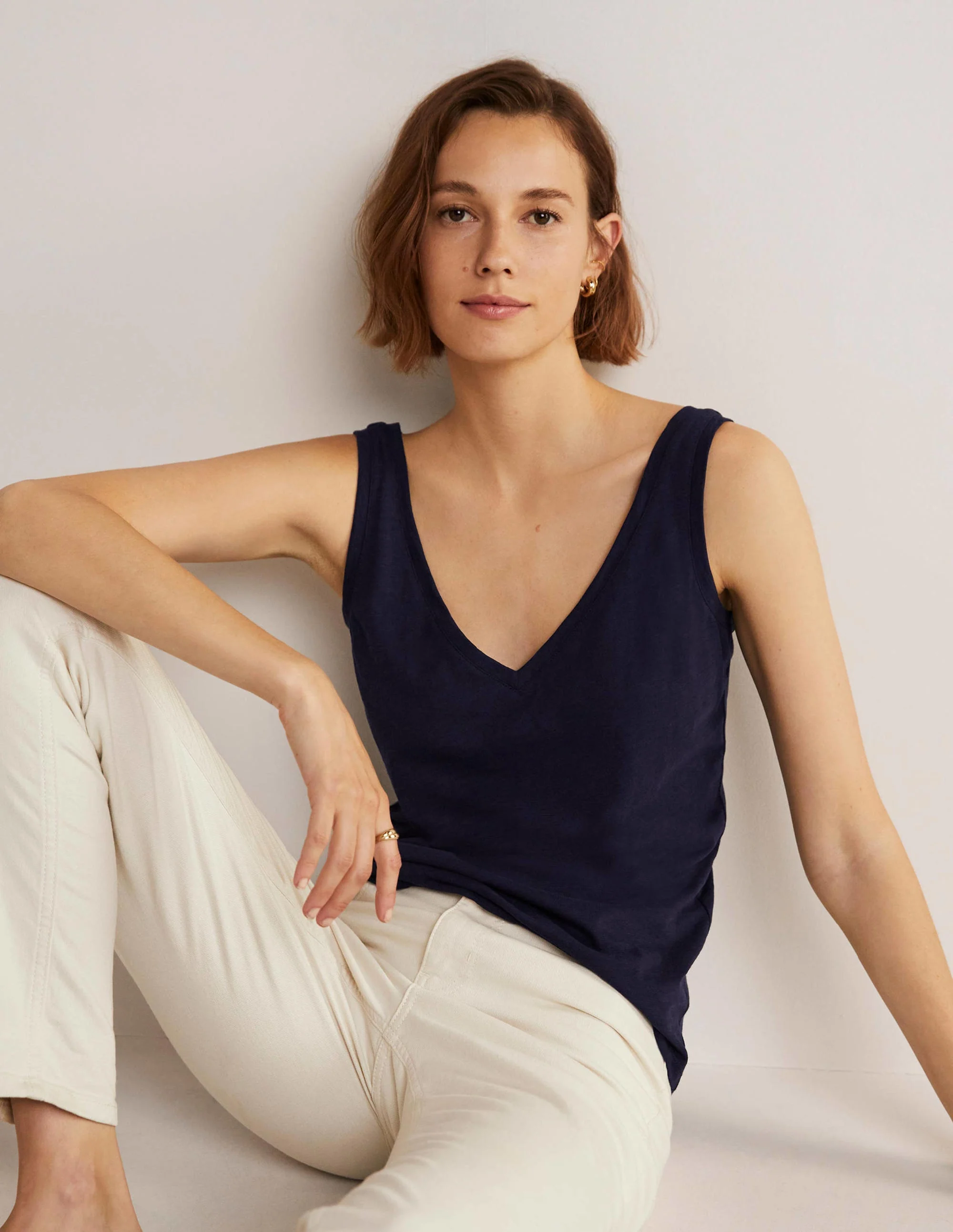 Cotton Tank Top-Navy - Image 5