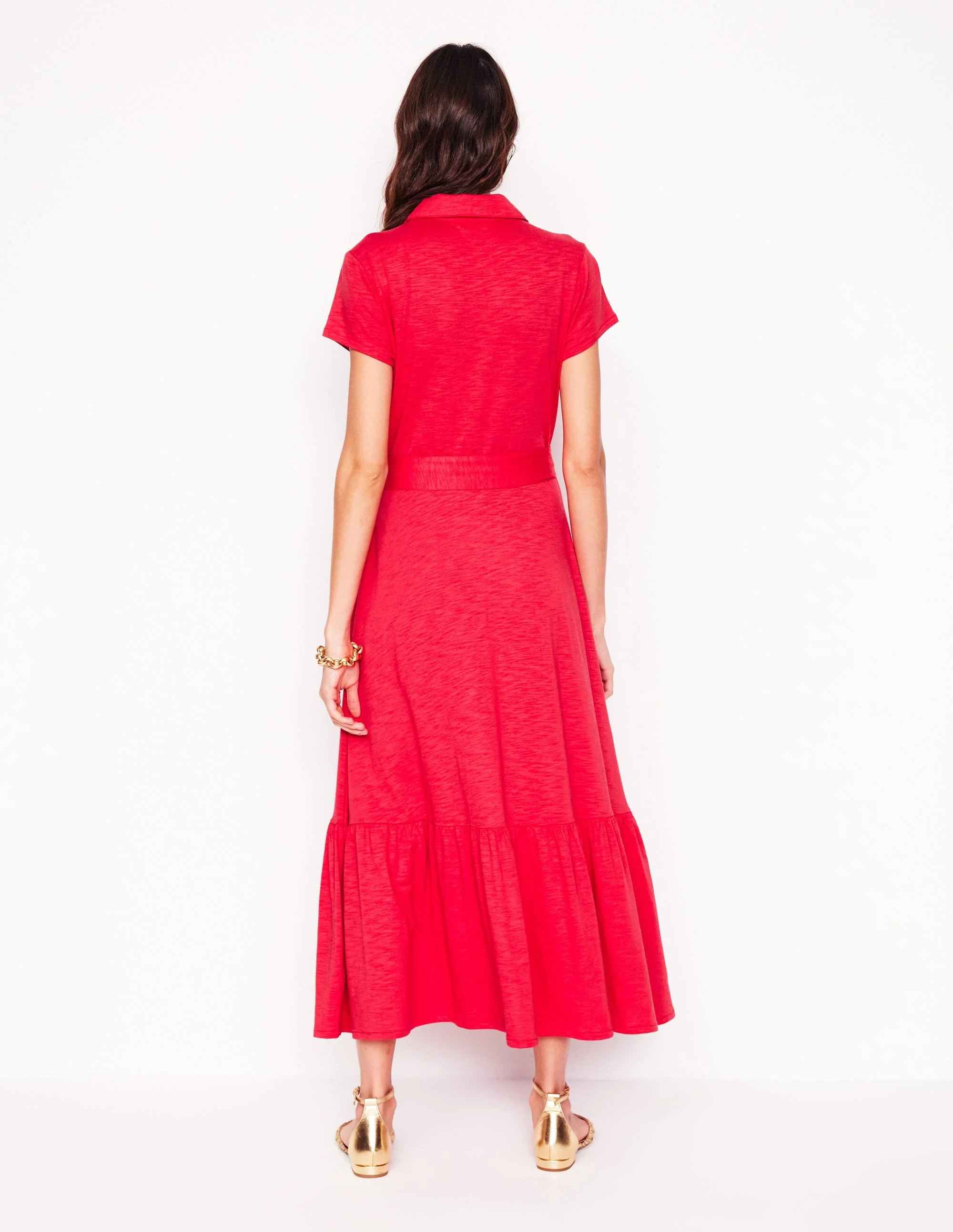 Cressida Jersey Shirt Dress-Jewel Red - Image 3