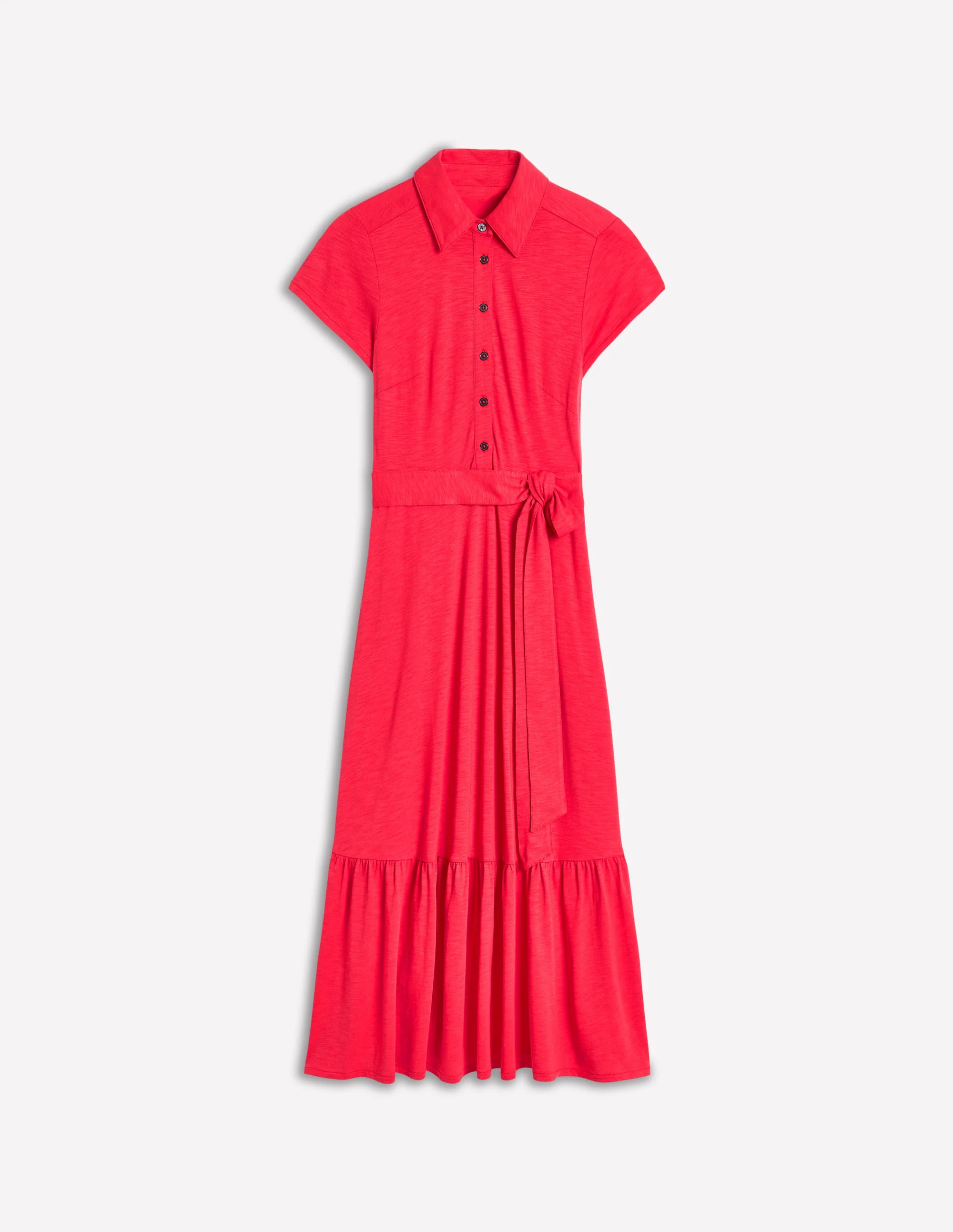 Cressida Jersey Shirt Dress-Jewel Red - Image 6