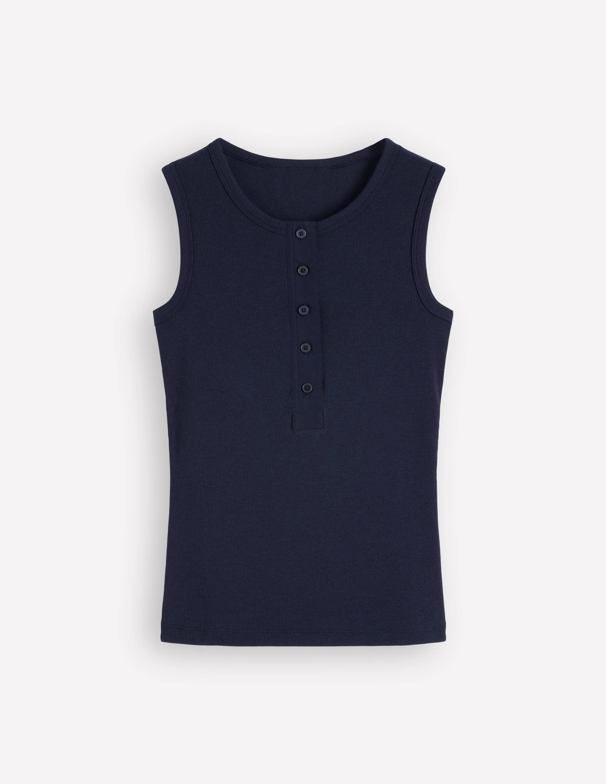 Crew Neck Henley Tank-Navy - Image 6