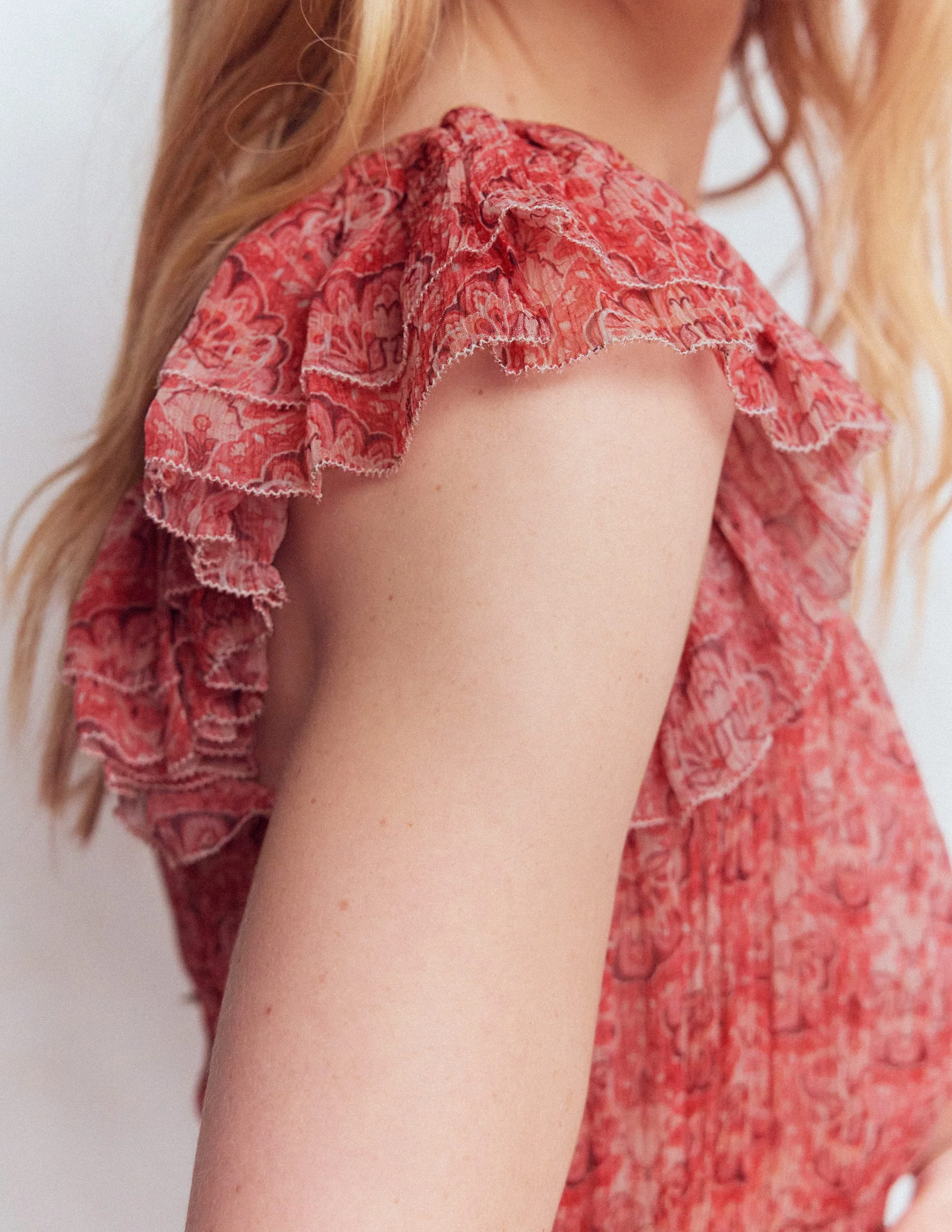 Crinkle Chiffon Maxi Dress-Pink Paradise Gardens - Image 3