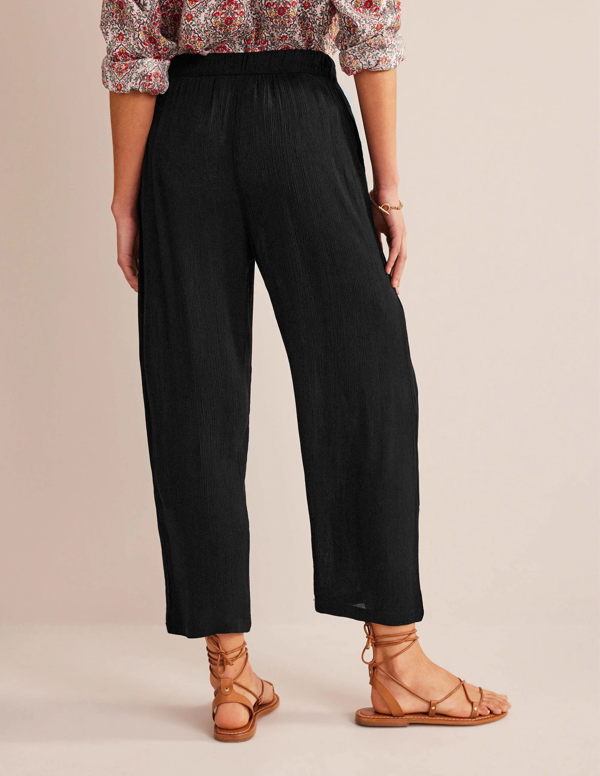 Crinkle Tapered Pants-Black - Image 3
