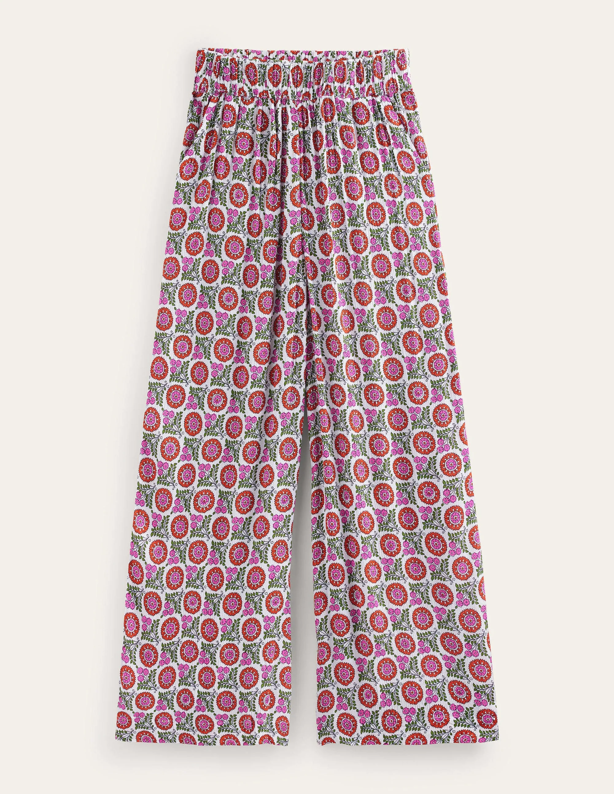 Crinkle Wide Leg Trousers-Gin Fizz, Sunflower Sprig - Image 6